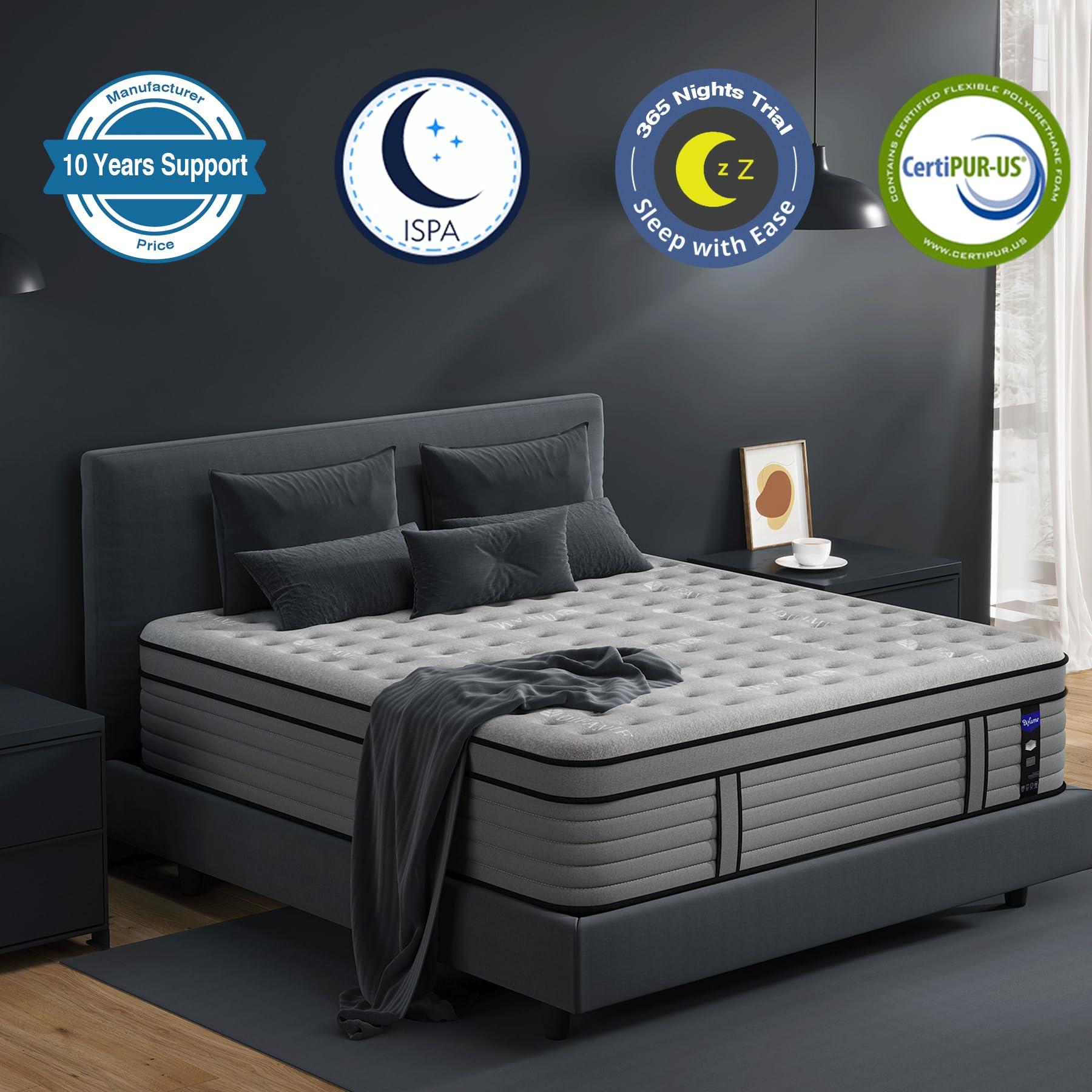 DIFAME Queen Size Mattress, 16 Inch Firm Hybrid Queen Mattress in a Box with Gel Memory Foam, Pressure & Back Pain Relief, Individually Pocket Spring, Edge Support, 100-Night Trial, CertiPUR-US - Image 6