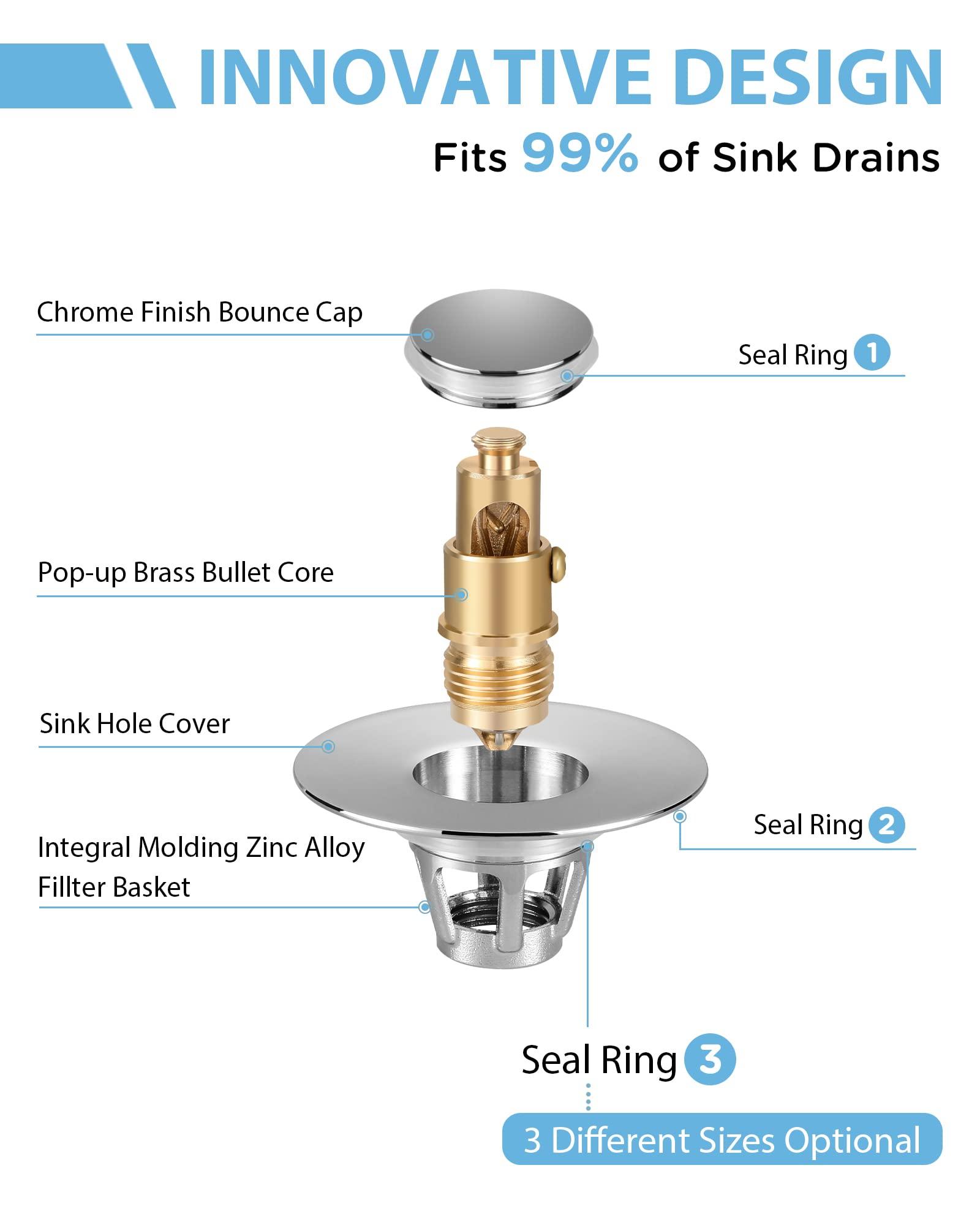 Tgosomt Bathroom Sink Stopper, Bathroom Sink Drain Strainer, Revolutionary Bathroom Accessories and Essentials (Shiny Chrome) - Image 5