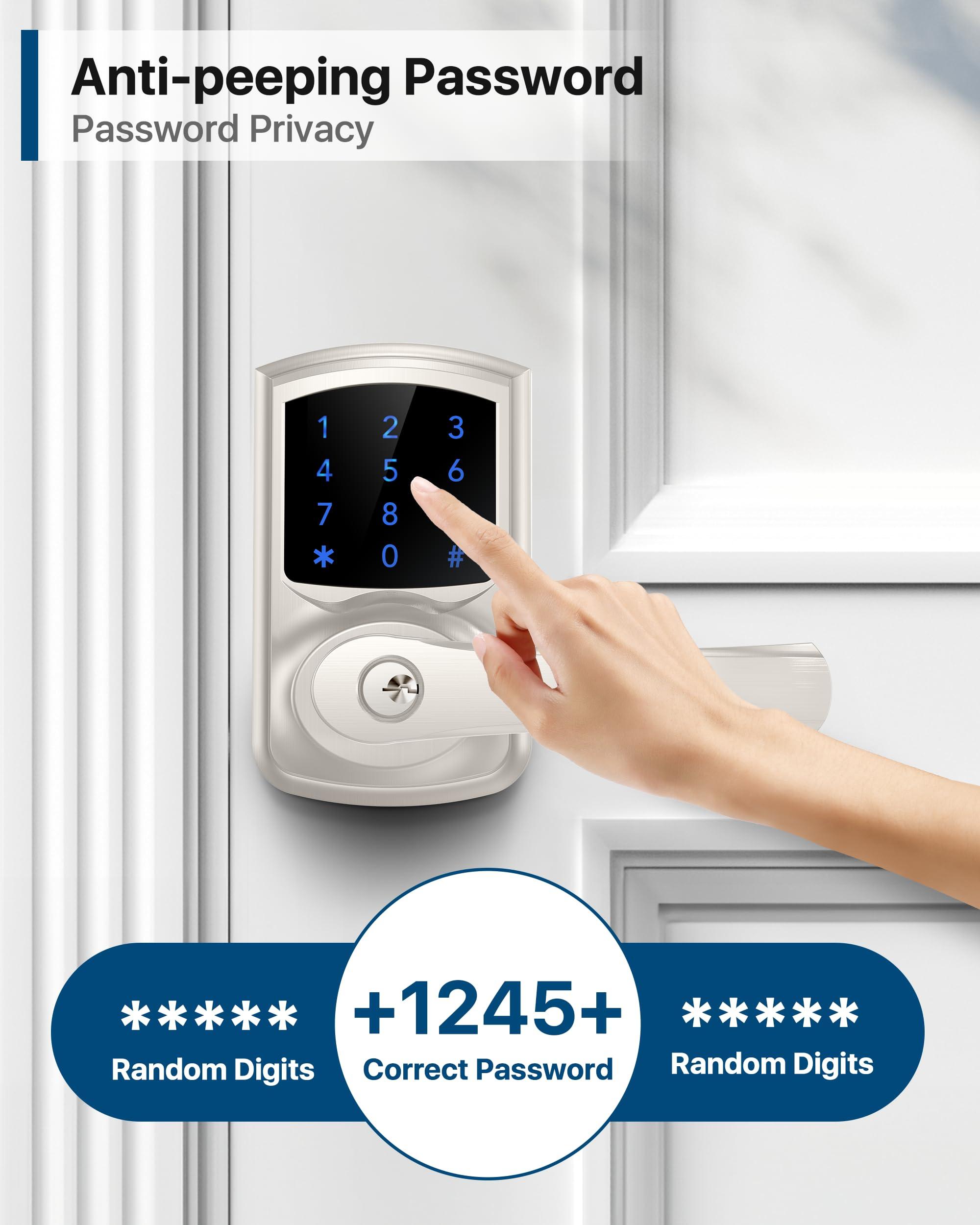 HIDALIFE Keyless Entry Door Lock, Electronic Keypad Door-Lock with Handle, Touchscreen, Auto-Locking, Anti-peep Password, Easy to Install for Front Door, Home, Office, Satin Nickel - Image 8