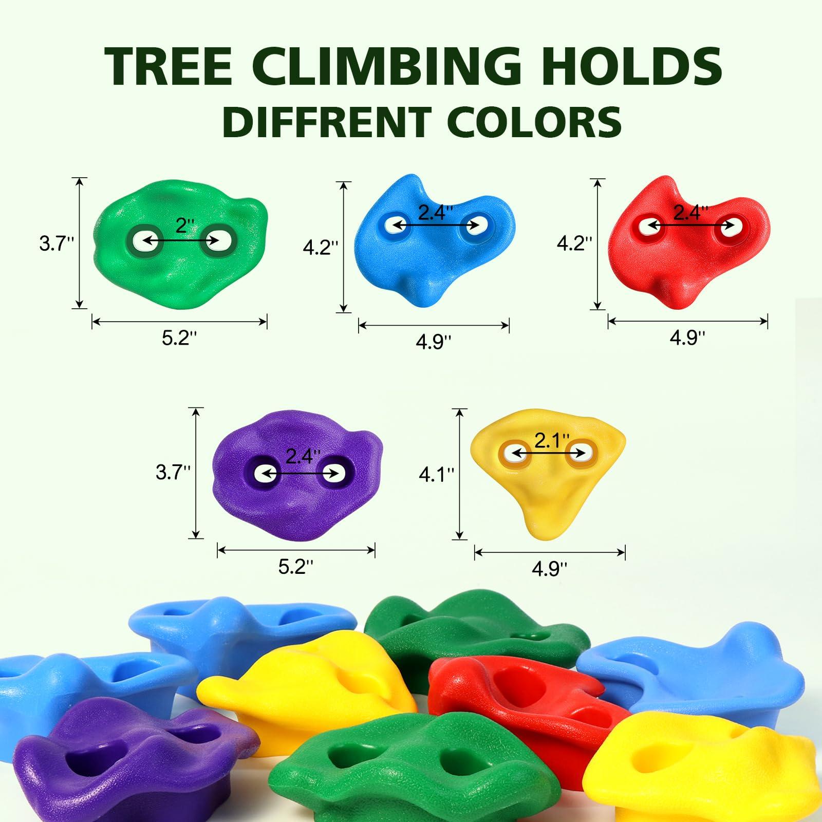 TOPNEW 12 Ninja Tree Climbing Holds for Kids Climber, Adult Climbing Rocks with 6 Ratchet Straps for Outdoor Ninja Warrior Obstacle Course Training - Image 3