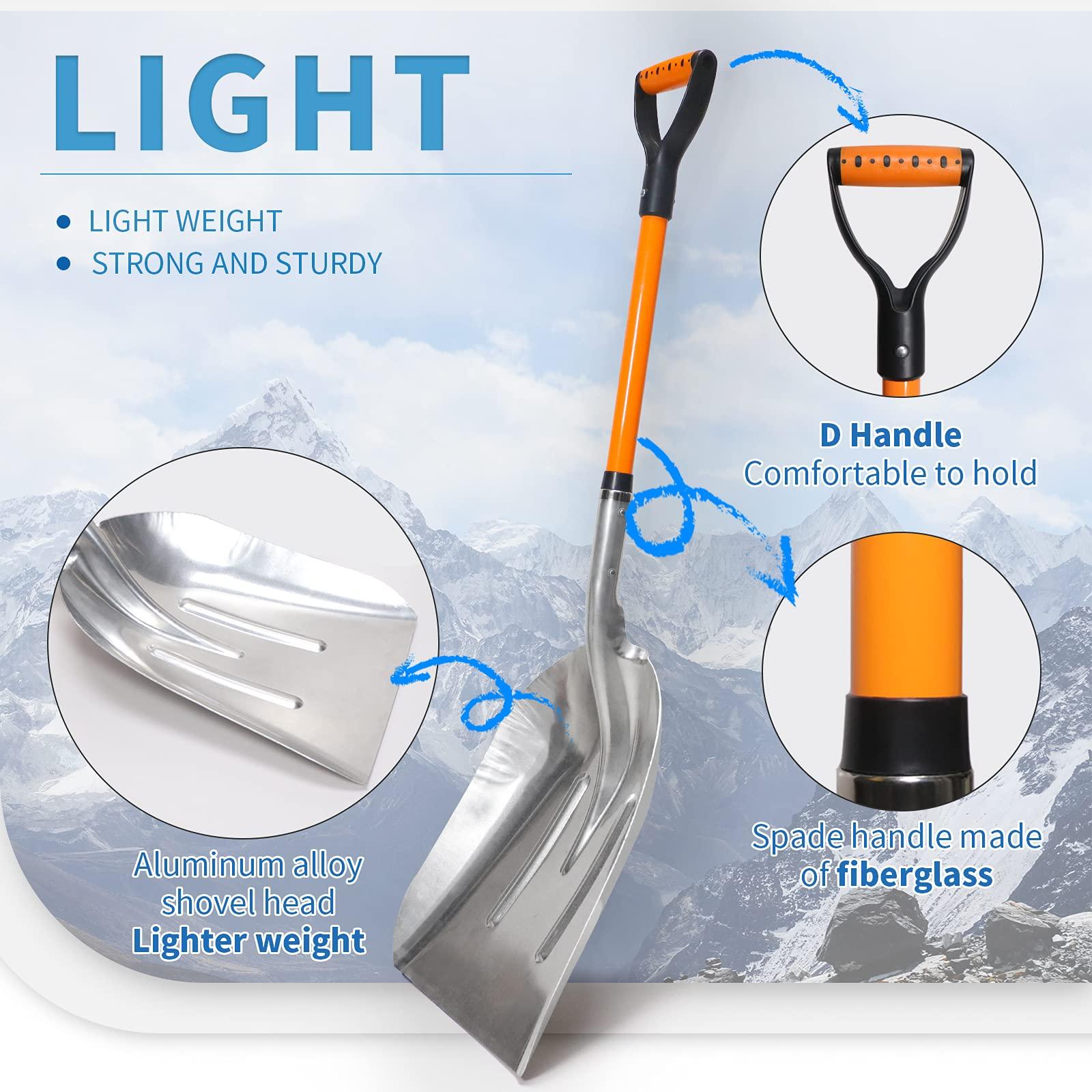 VNIMTI Aluminum Snow Shovel with D Handle Metal Snow Shovel for Driveway 45Inches 3.7 Pounds Transfer Shovel Shovel for Gardening, Orange - Image 8