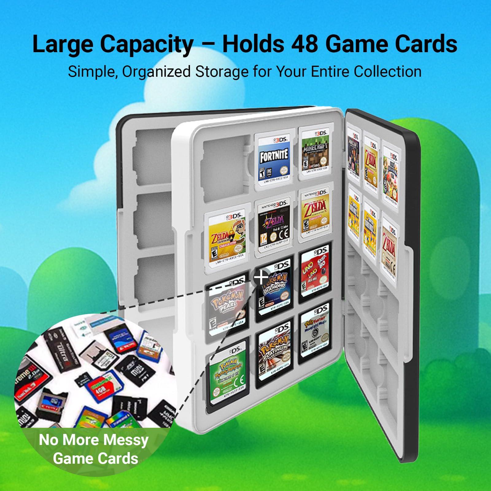 QUBAMG 3DS Game Case 48 Slot DS Game Holder Compatible With Nintendo New 3ds / New 3ds Xl / 3ds / 3ds Xl / Dsi / Dsi Xl / Ds / New 2ds /New 2ds Xl / 2ds/ 2ds Xl Catridge Portable Storage Box,Black - Image 2