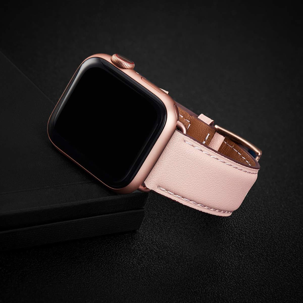 OMIU Leather Bands Compatible with Apple Watch Band 38mm 40mm 41mm 42mm 44mm 45mm 46mm 49mm, Genuine Leather Wristband Starp for iWatch SE Series 10 9 8 7 6 5 4 3 2 1 Ultra for Women Men - Image 8
