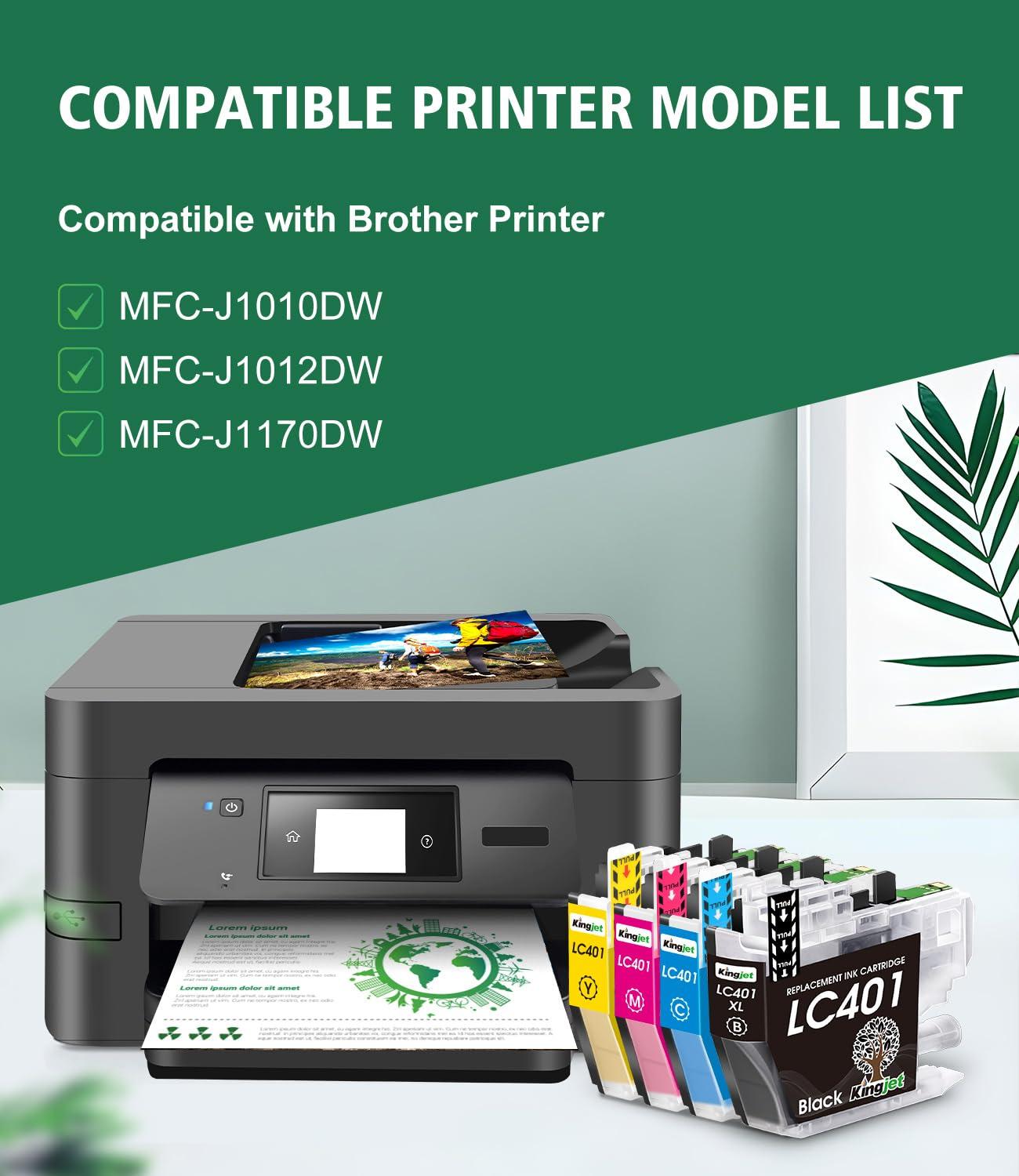 LC401 Ink Cartridges Replacement for Brother LC401 Ink Cartridges LC 401 Compatible with LC401 Ink Cartridges for Brother Printer MFC-J1010DW MFC-J1170DW MFC-J1012DW, 4PK（Black/Cyan/Magenta/Yellow - Image 2