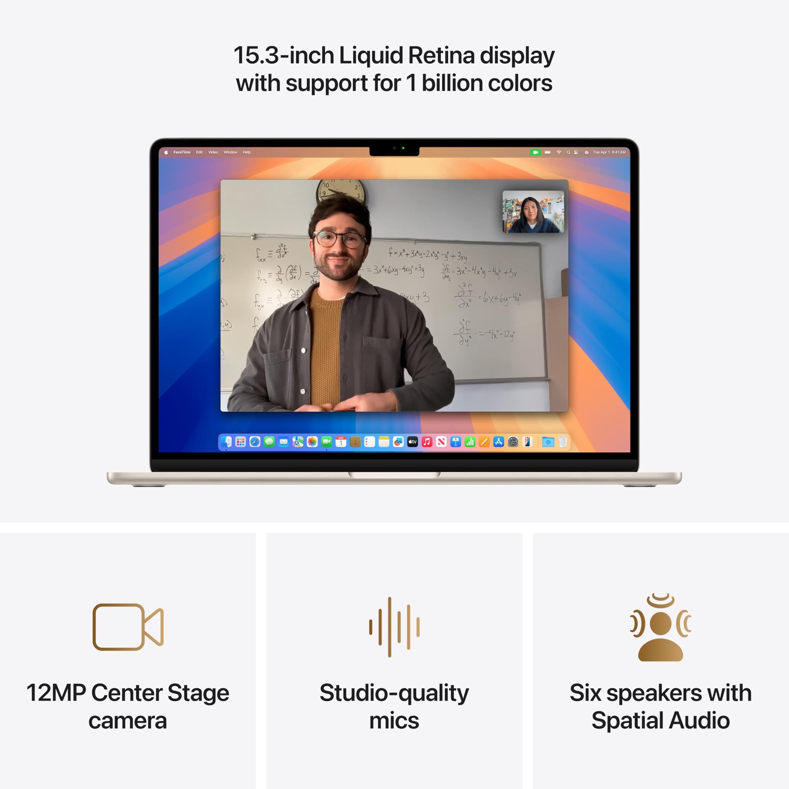 Apple 2025 MacBook Air 15-inch Laptop with M4 chip: Built for Apple Intelligence, 15.3-inch Liquid Retina Display, 16GB Unified Memory, 256GB SSD Storage, 12MP Center Stage Camera, Touch ID; Starlight - Image 4