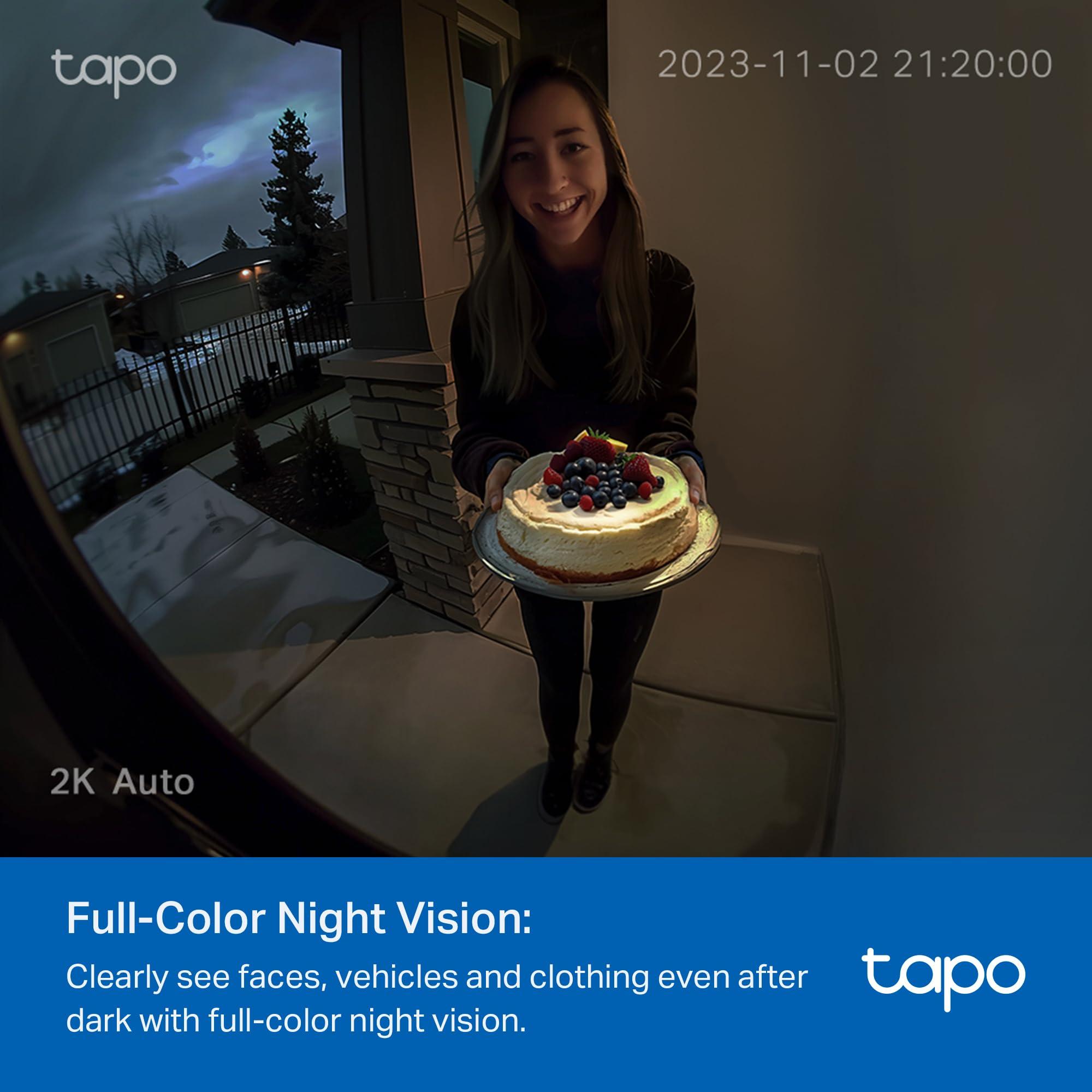 TP-Link Tapo Smart Video Doorbell Camera Wireless with Chime, 2K with Full Color Night Vison & Spotlights, No Monthly Fee, Ring Call, 160° Ultra-Wide View, Free AI Detection, Local Storage (D210) - Image 7