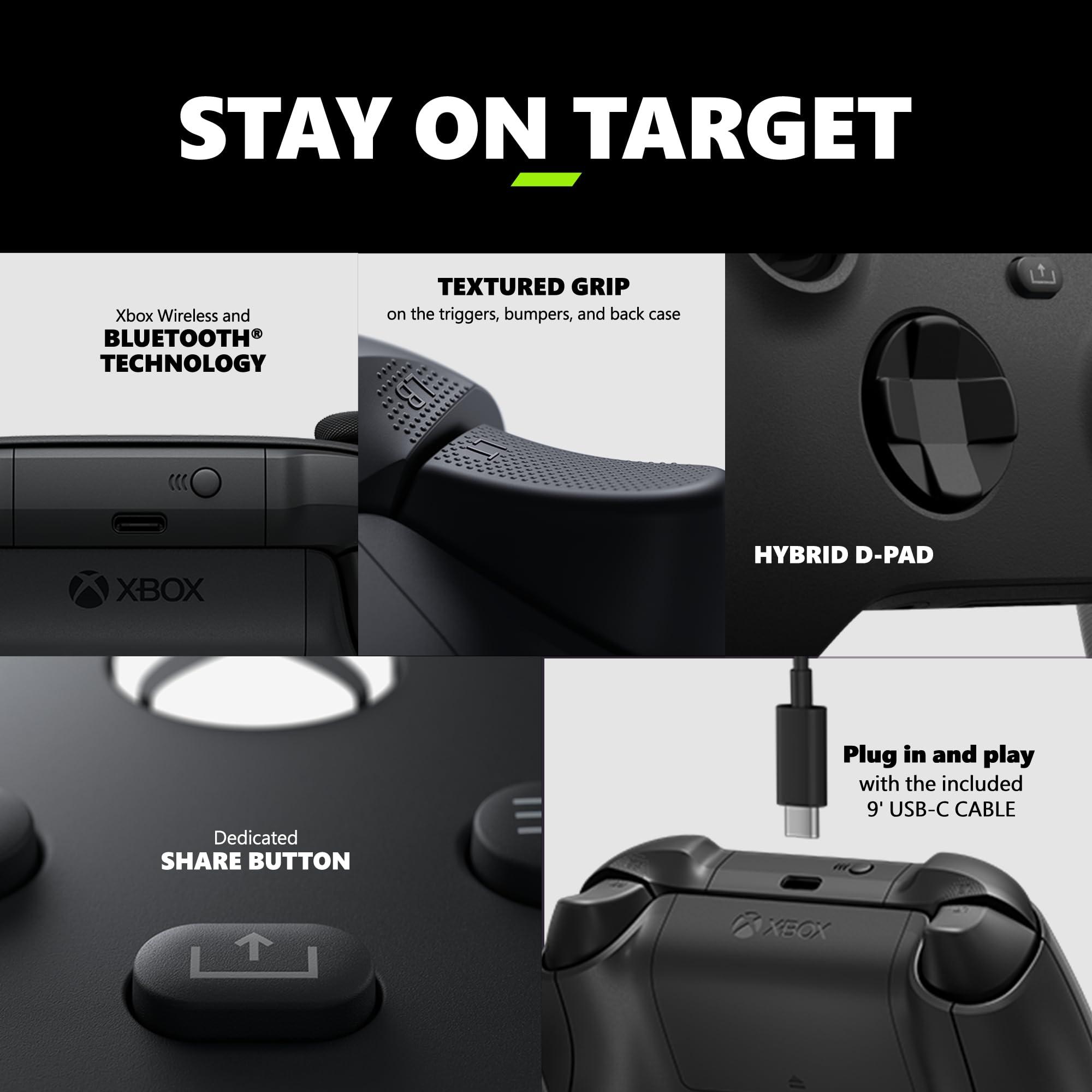 Xbox Core Wireless Gaming Controller + USB-C® Cable – Carbon Black Series X|S, One, Windows PC, Android, and iOS - Image 4