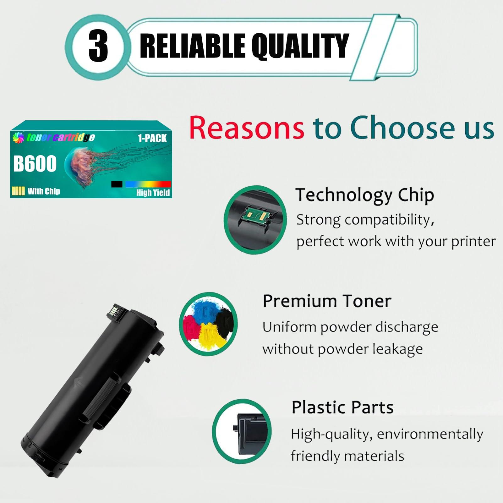 BYEZQYB B600 Toner Cartridge Replacement Work for Xerox 106R03942 Toner Cartridges Compatible for Xerox B600 B605 B610 B615 Printer High Yield Refill Combo Pack Black,Black ×2 - Image 4