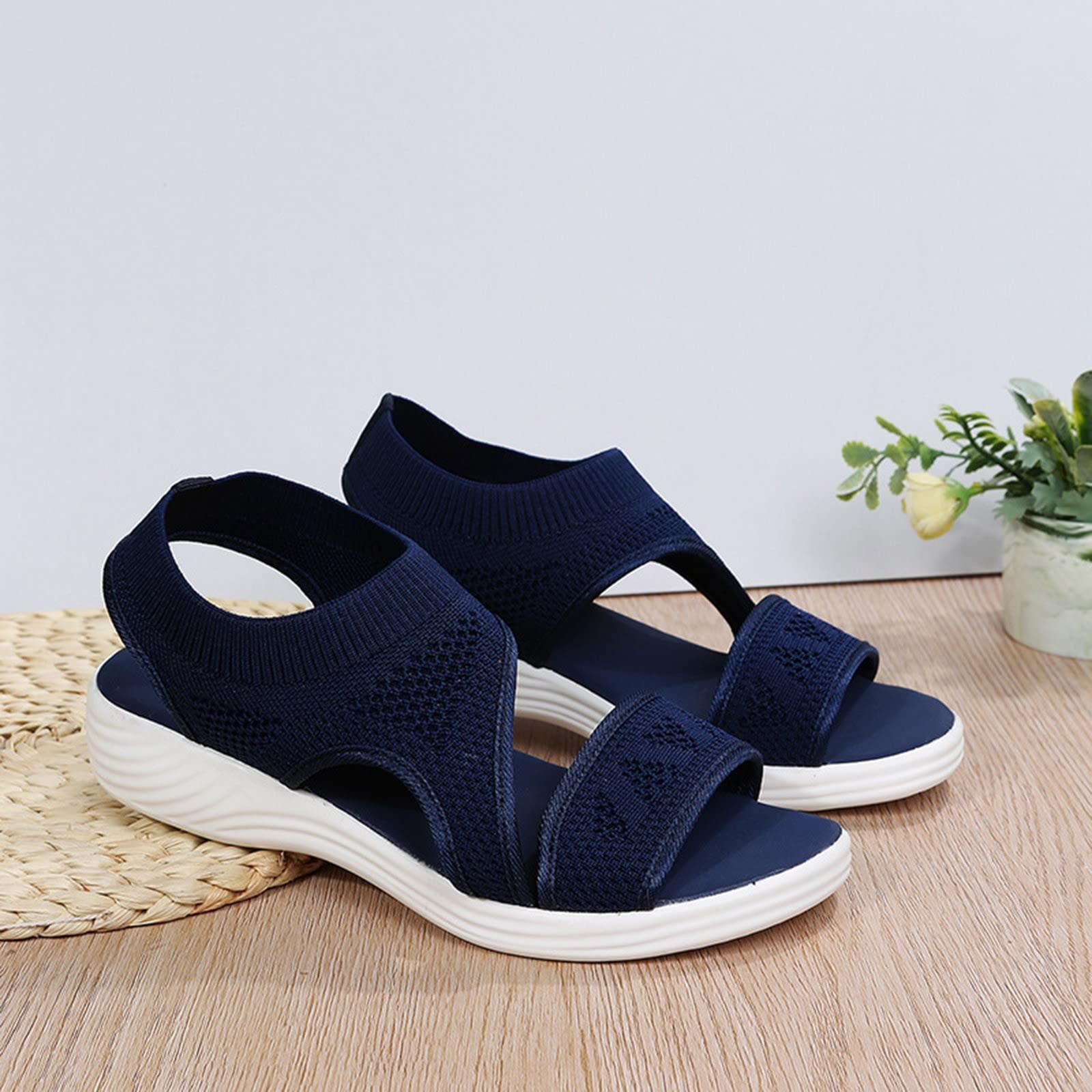 JEUROT Womens Summer Sandals Arch Support Orthotic Comfortable Sandal Low Wedges Non-Slip Casual Open Toe Summer Sport Shoes - Image 2