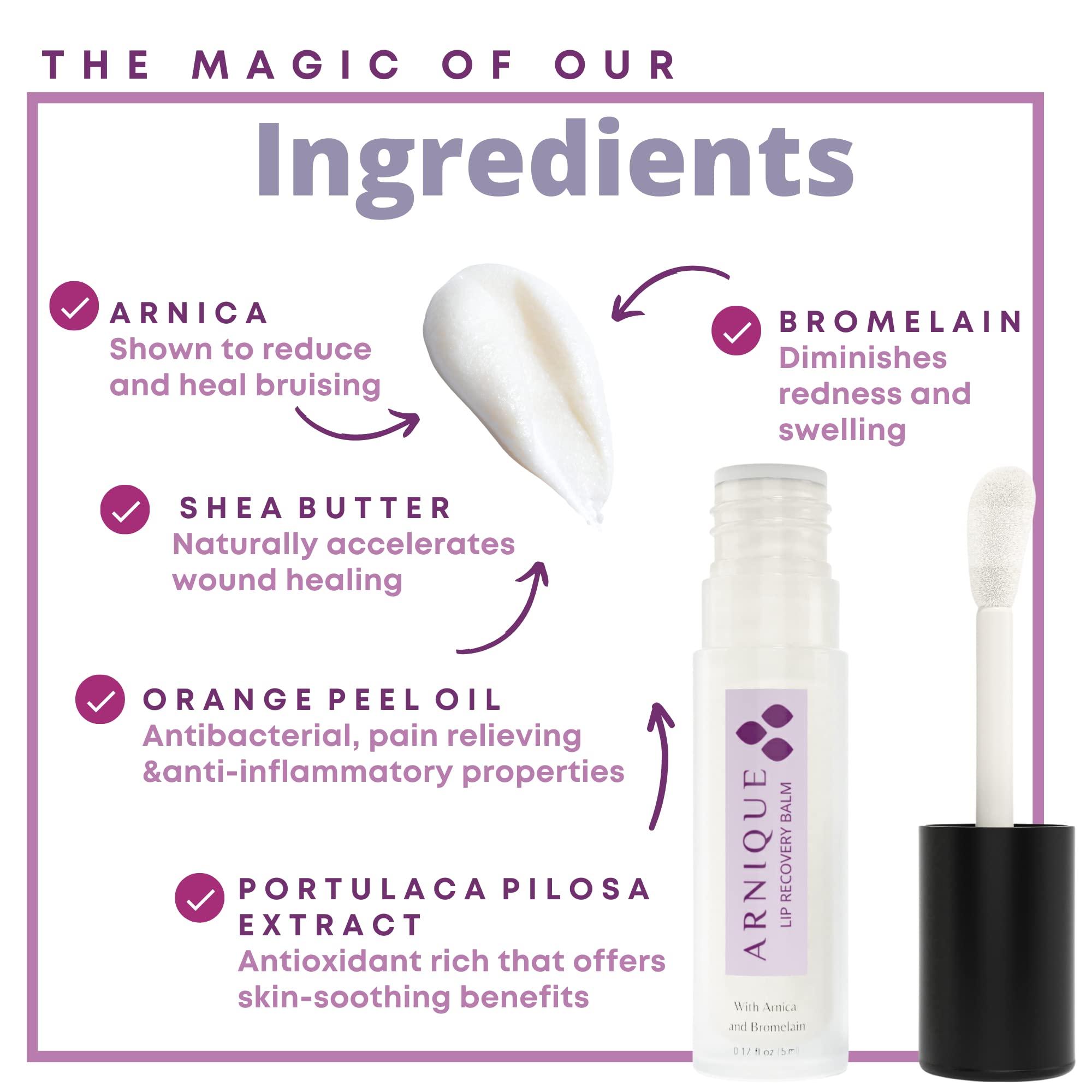 Arnique Arnica Lip Balm - Lip Filler Aftercare with Arnica Montana and Bromelain, Topical Bruise Balm Masque for Lip Flip Injections and Implant Surgery to aide with Bruising, Swelling and Redness - Image 3