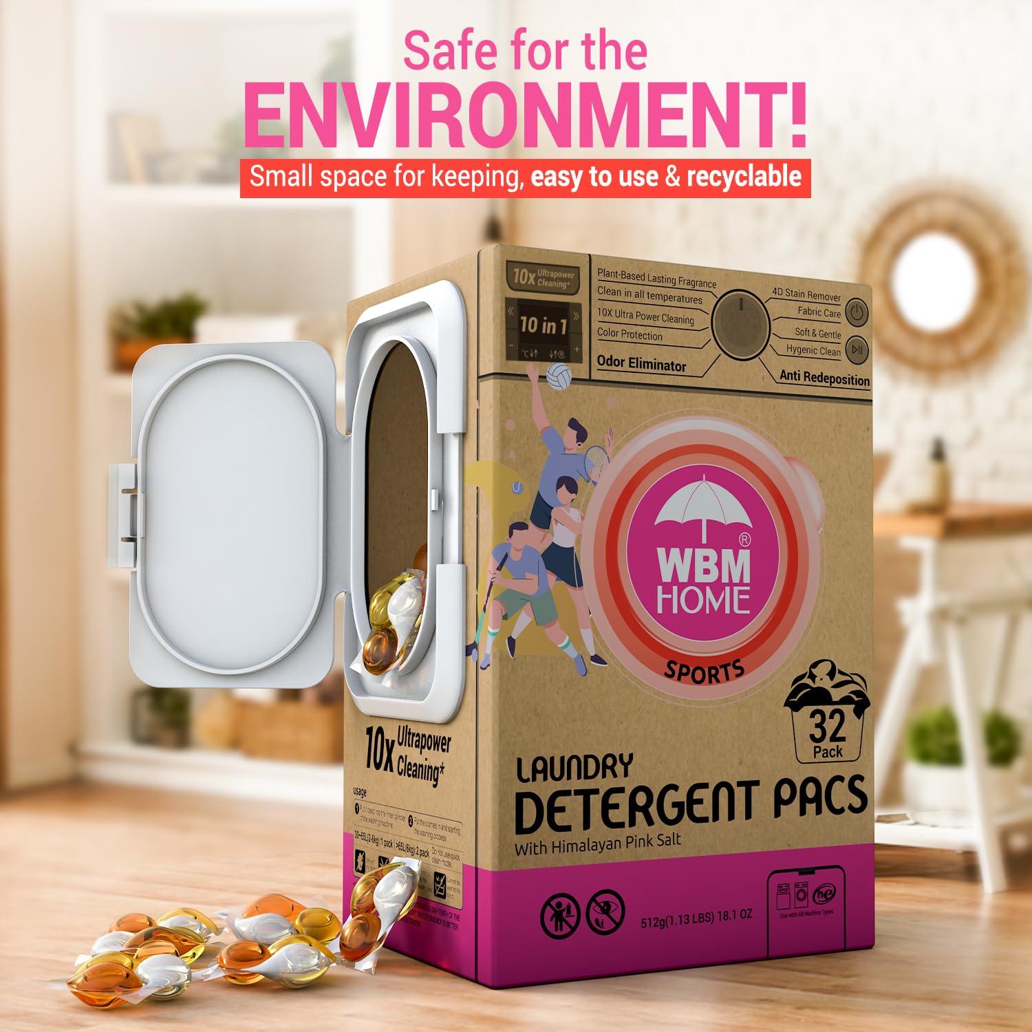 WBM Laundry Detergent Pods, Autumn Scent – 32 Pods in Recycleable Packaging for 10x Ultra Power Cleaning, Odor Defense for Activewear & Sports Shirts - Image 3