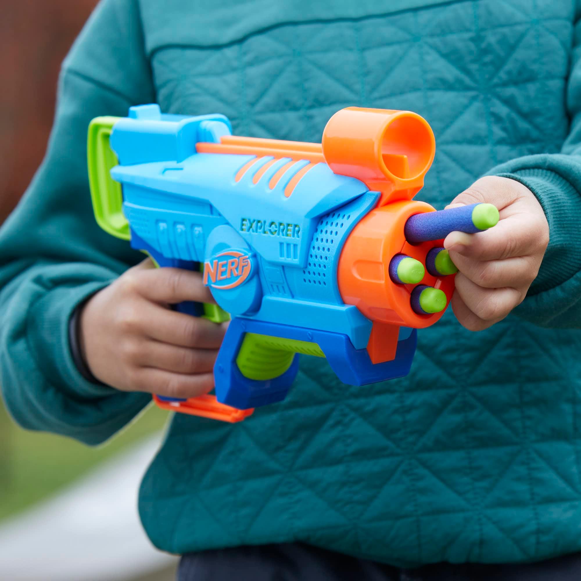 NERF Elite Junior Explorer Easy-Play Toy Foam Blaster, 8 Darts for Kids Outdoor Games, Ages 6 & Up - Image 2