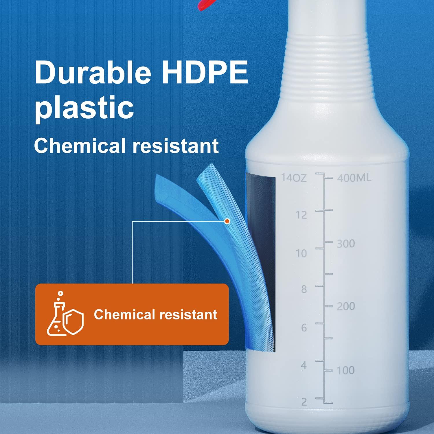 Veco Spray Bottle (5 Pack,16 Oz) with Measurements and Adjustable Nozzle(Mist & Stream Mode), HDPE Plastic Spray Bottles for Cleaning Solution, Household/Commercial/Industrial Use, No Leak and Clog - Image 4