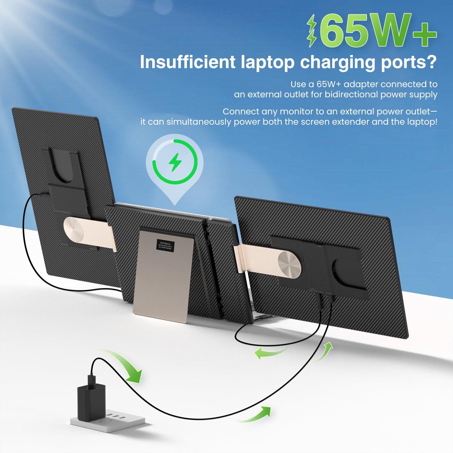 FLYTOCCA 16" Laptop Screen Extender, Updated 1200P FHD Portable Monitor with 16:10 Aspect Ratio Screen, Rotation Detachable Screen, Laptop Monitor Extender Compatible with Windows, Mac, Chrome - Image 8