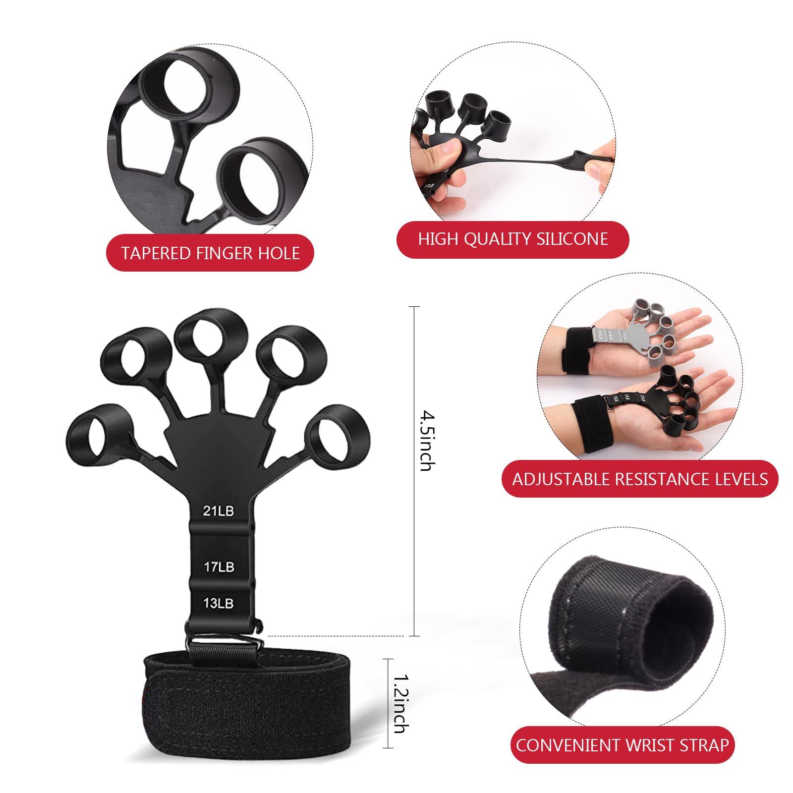 13 PCS Grip Strength Trainer Kit, Hand Gripper Strengthener, Forearm Strengthener, Finger Strengthener, Finger Exerciser, Stress Relief Ball, Forearm Workout Ring for Muscle Building and Injury Recover - Image 5