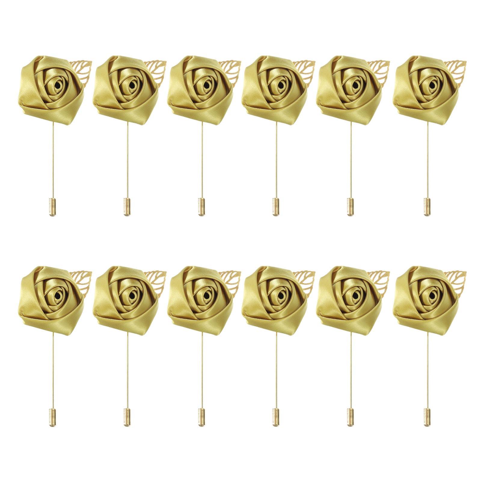 MECCANIXITY Groom Boutonnieres Rose Boutonnieres Pins for Men Wedding Ceremony Anniversary Formal Dinner Party Suit Decoration