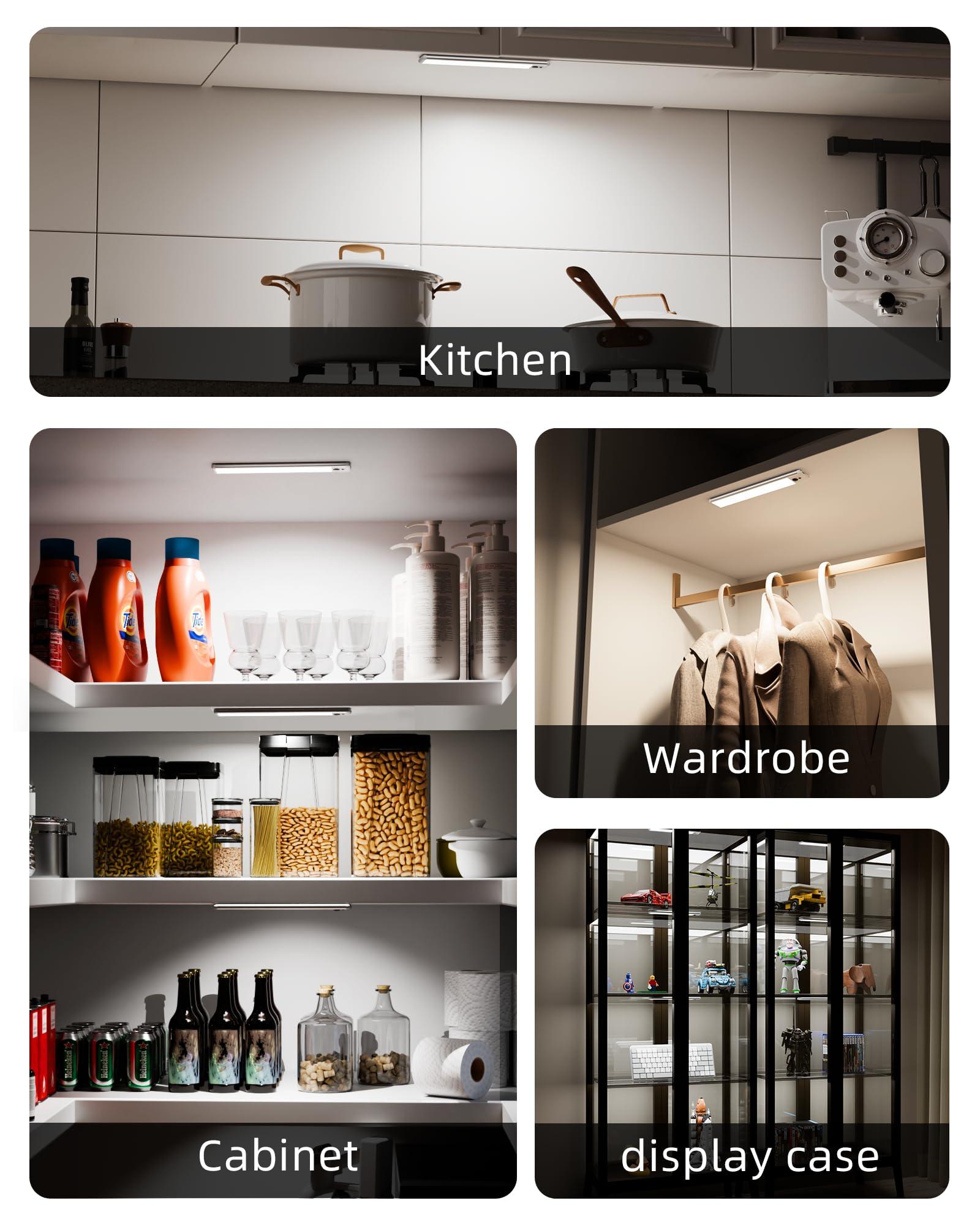EZVALO Under Cabinet Lights, LED Closet Lights Wireless USB Charging, Motion Sensor Lighting Indoor 5700K Dimmable with Remote Control (White) 5 Pack - Image 6