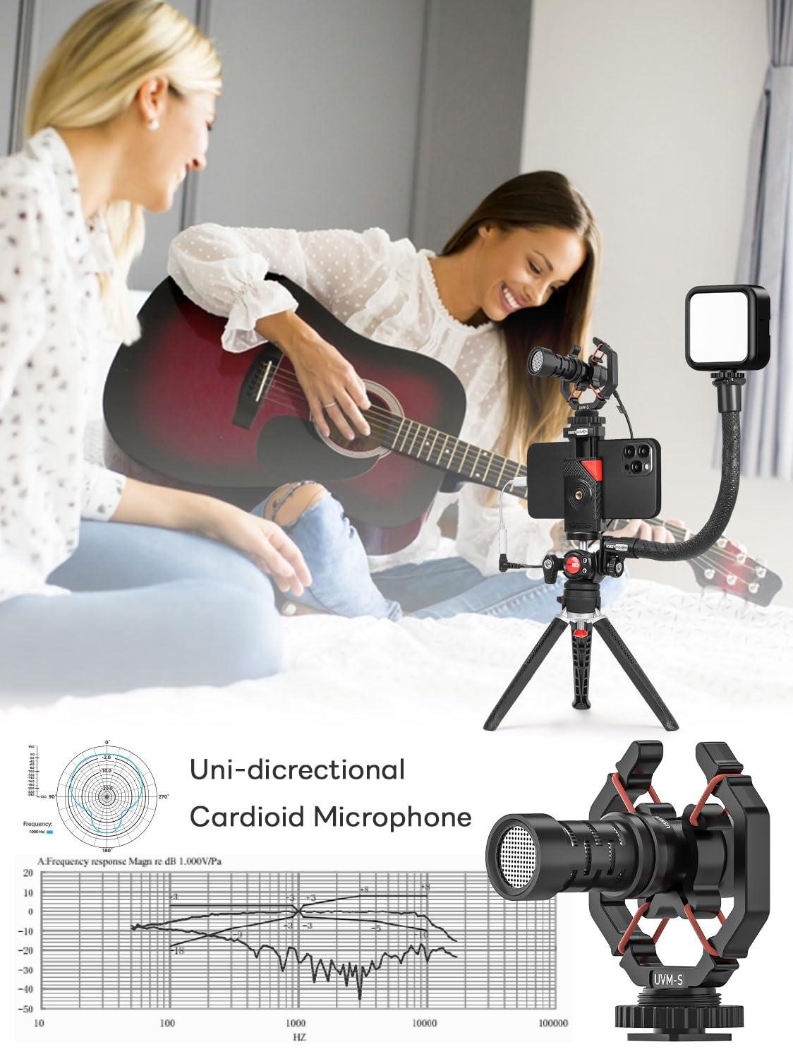 USKEYVISION Smartphone Video Vlogging Kit Metal Microphone Light Tiktok YouTube Podcast Equipment for iPhone 15/14/13 Mini/Pro/Max, Android Smartphone (V-Master) - Image 6