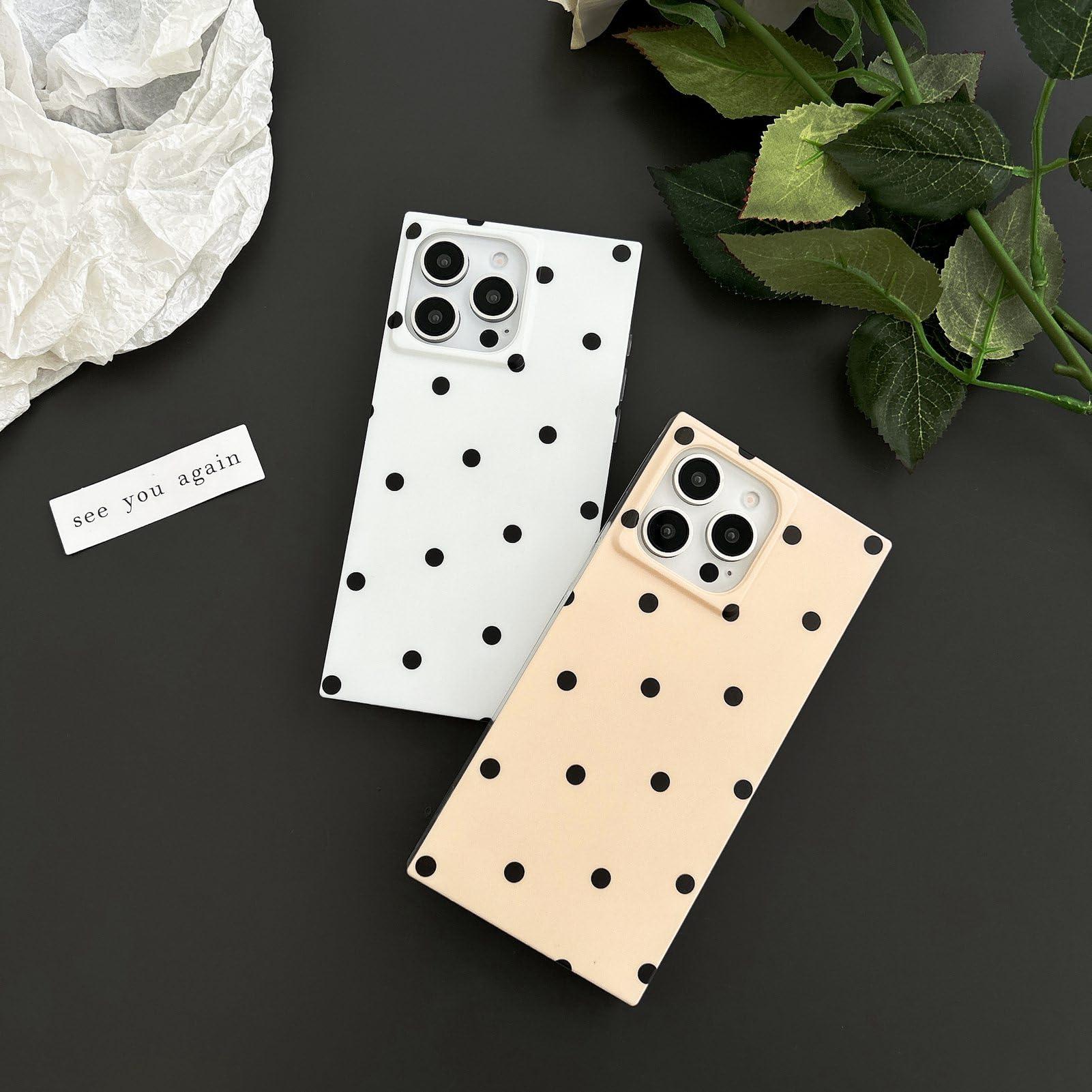 Polka Dots Matte Rectangle Phone Case Compatible with iPhone 16 Pro Max Cute Retro Vintage Boho Stylish Design Slim Protective Girly Cover(i16promax 6.9",Nude Almond) - Image 3
