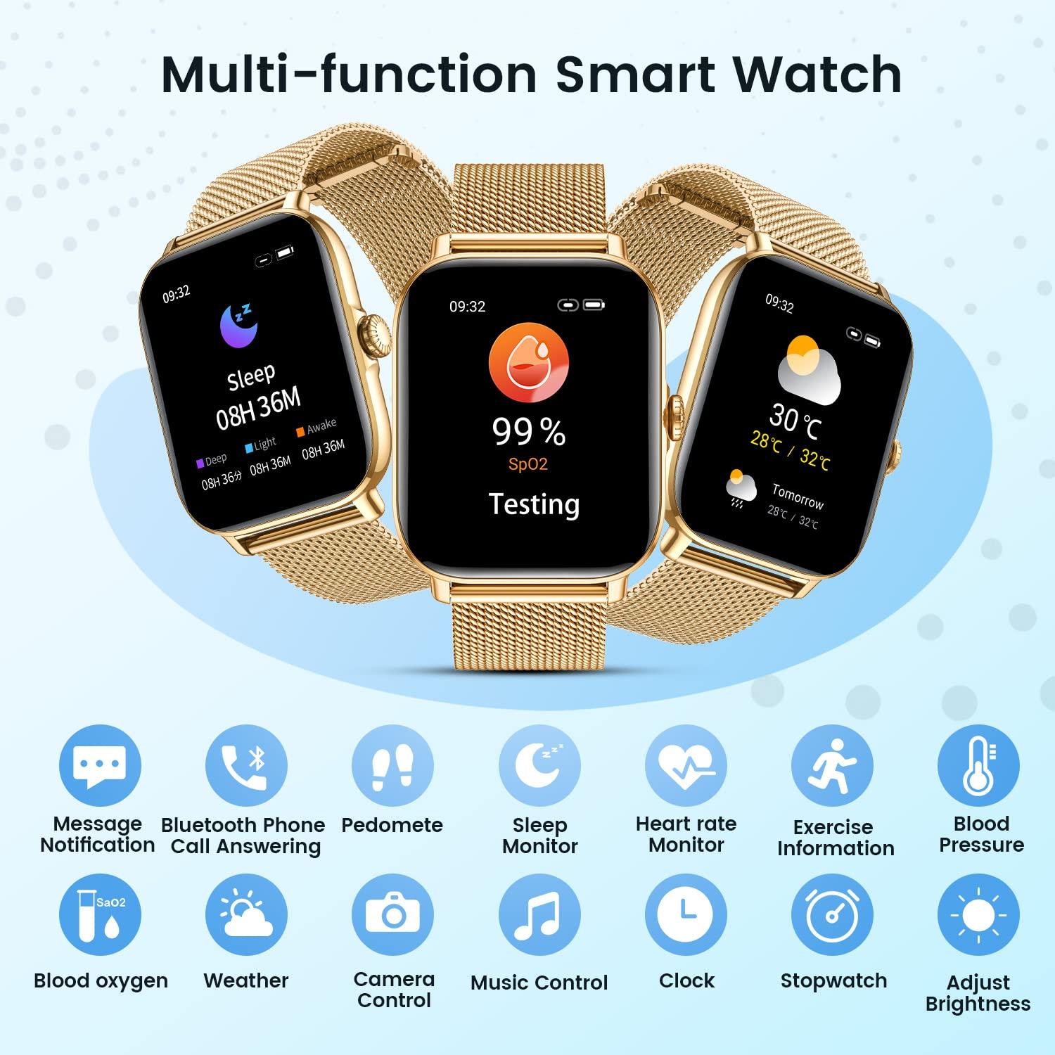 CanMixs Smart Watch for Android Phones iOS Waterproof Smart Watches for Women Men(Answer/Make Call) Sports Digital Watch Fitness Tracker Heart Rate Blood Oxygen Sleep Monitor Compatible Samsung iPhone - Image 6