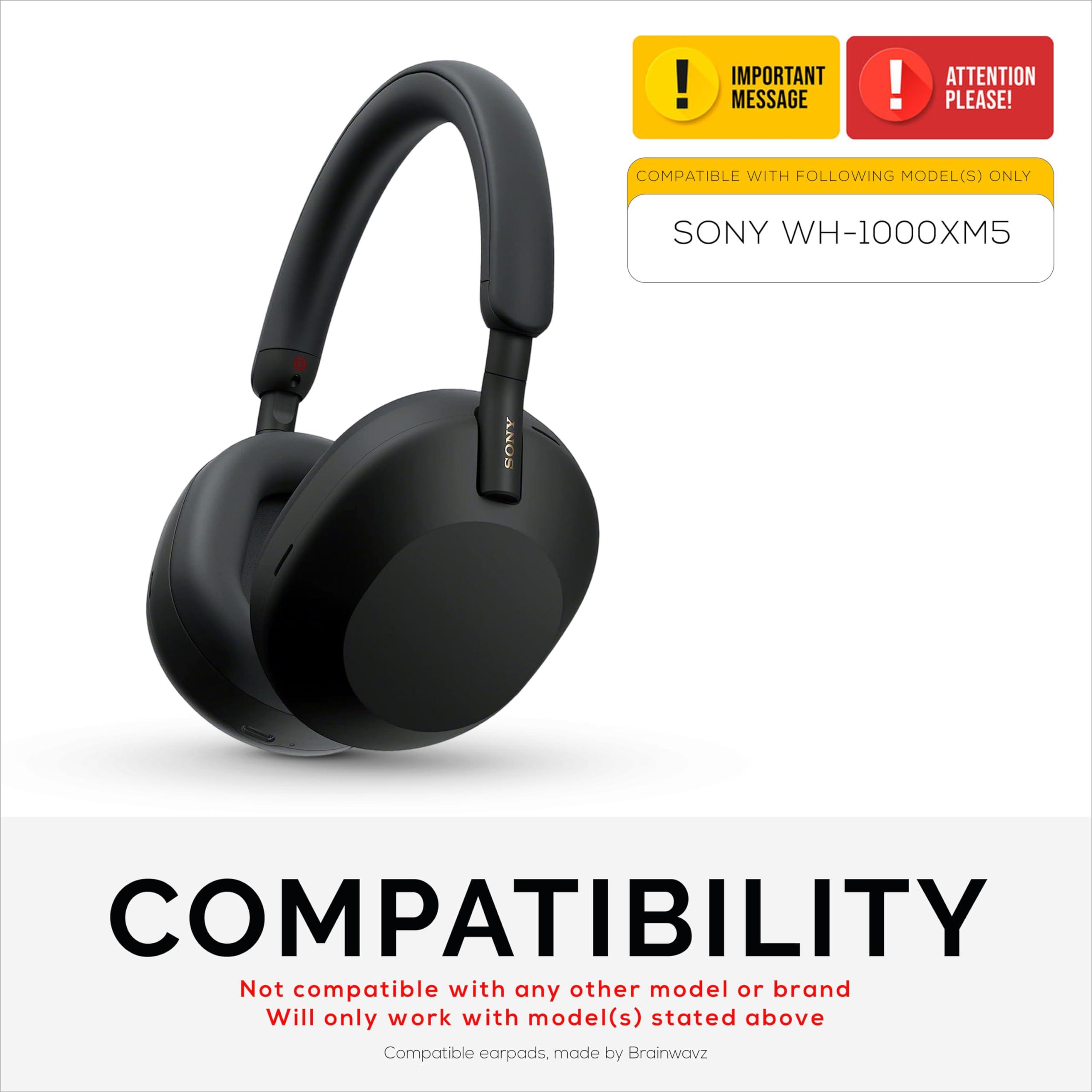 Replacement Earpads for Sony WH-1000XM5 Headphones - Soft Vegan Leather Cushions for Extra Comfort, Easy & Quick Installation, by Brainwavz (Black) - Image 2
