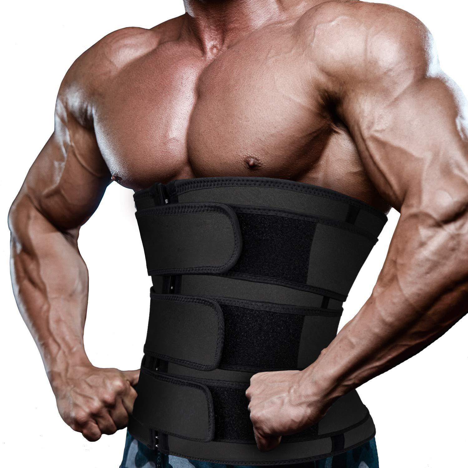 Hidyliu Mens Workout Waist Trainer Neoprene Corset Sauna Sweat Trimmer Cincher Slimming Belly with Belts - Image 2