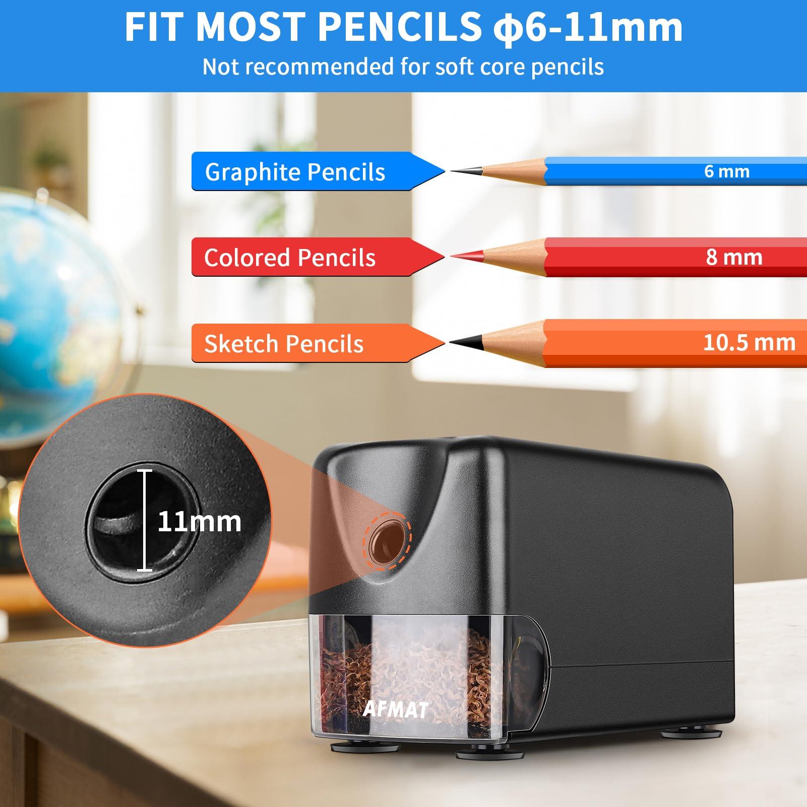 AFMAT Heavy Duty Electric Pencil Sharpener, Auto Stop Classroom Pencil Sharpeners for 6-11mm No.2/Colored Pencils, Pencil Sharpener for Large Pencils, Sharp Point, Save Pencils, Teachers Must Haves - Image 2