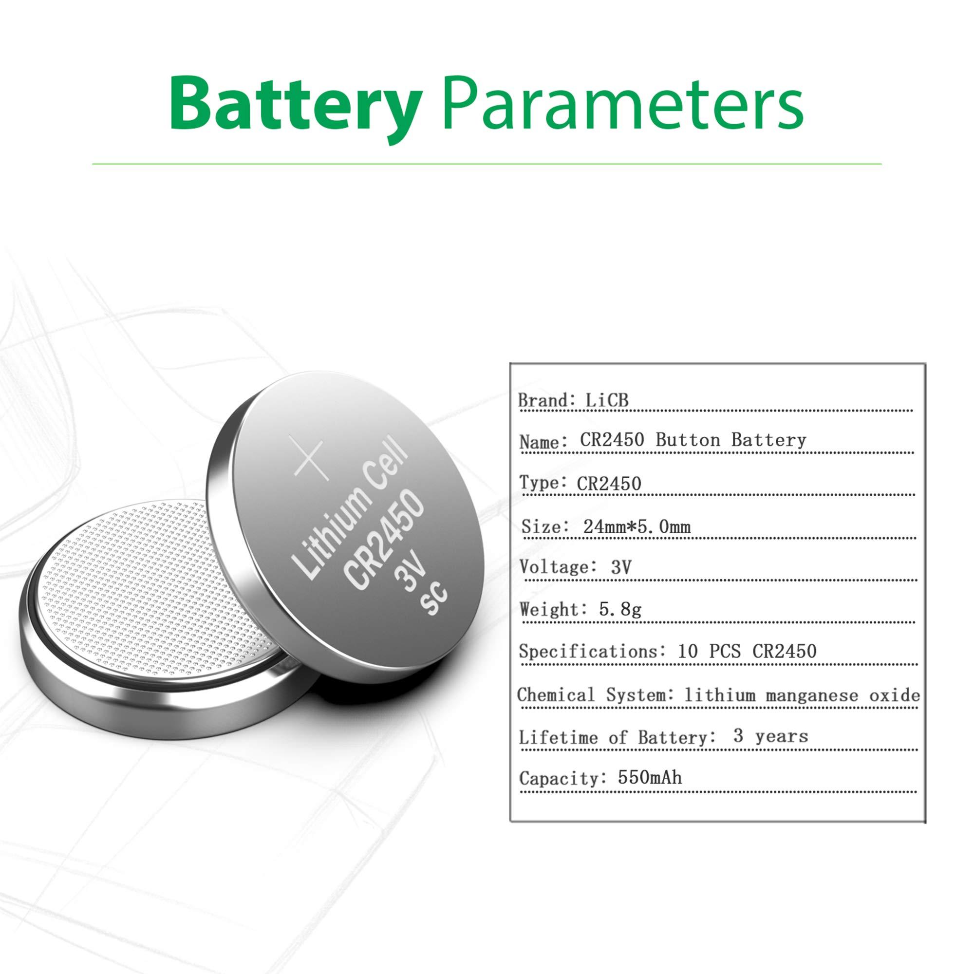 LiCB 10 Pack CR2450 Battery 3V Lithium CR 2450 - Image 2