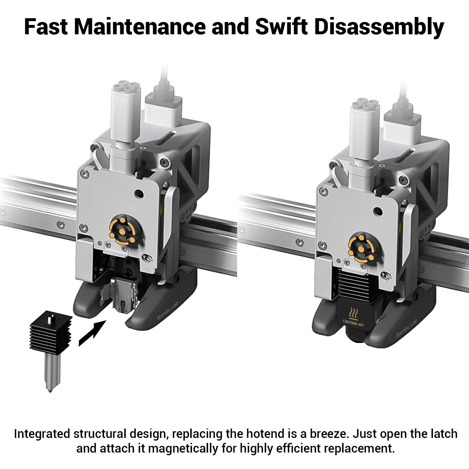 2 Pack A1 Mini/A1 Hotend Print Head Upgrade Extruder Replacement with 4PCS High-Temperature 0.4MM Hardened Steel Nozzle Hot End Kit Silicone Cover Sock for Bambu Lab A1/A1 Mini (2PK(0.4mm+0.4mm)) - Image 7
