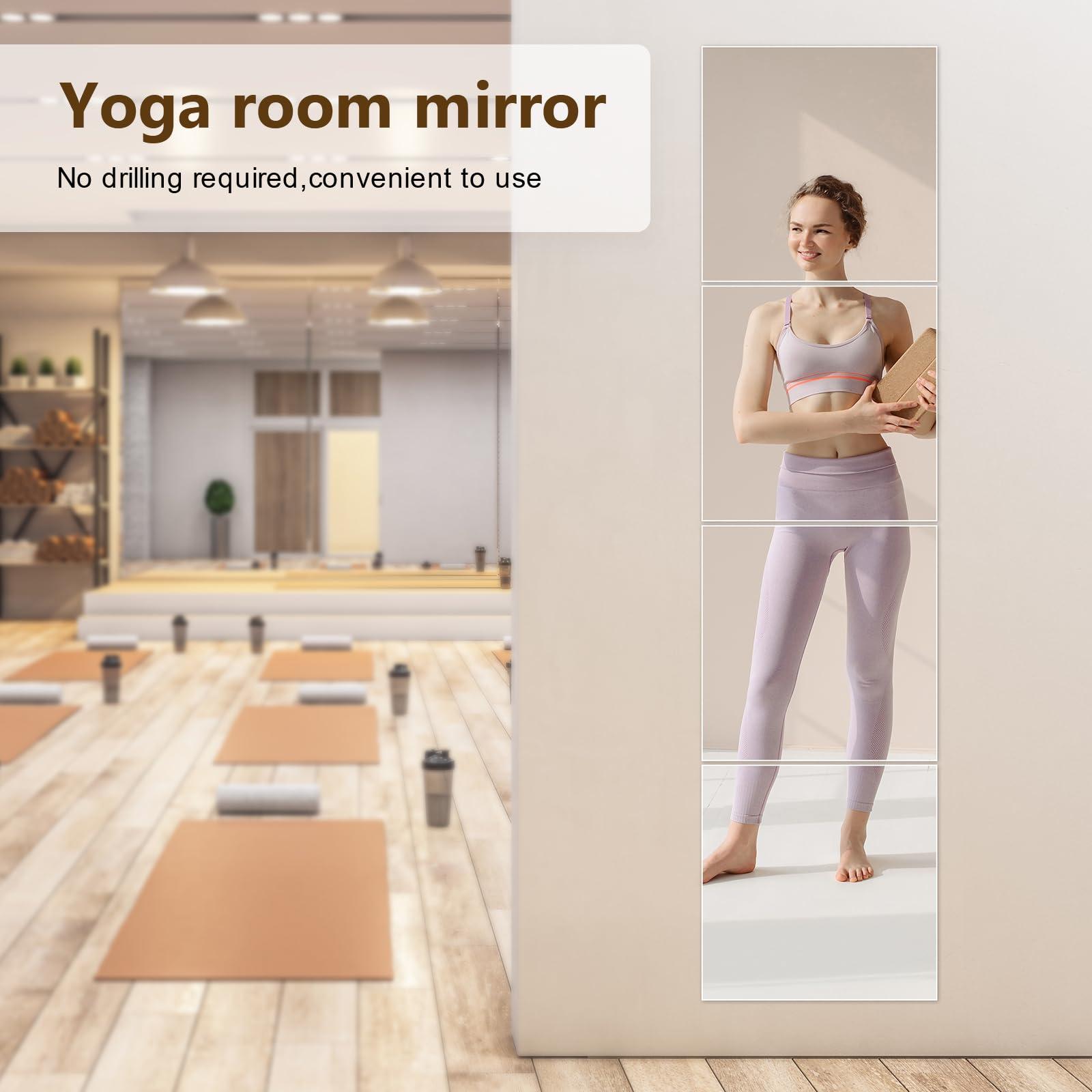Shiftshade 4 Pack Wall Mirror Full Length, 12 x 12 Inch Acrylic Mirror Tiles, Shatterproof Flexible Plastic Mirror Sheets for Bedroom Home Gym Door - Image 6