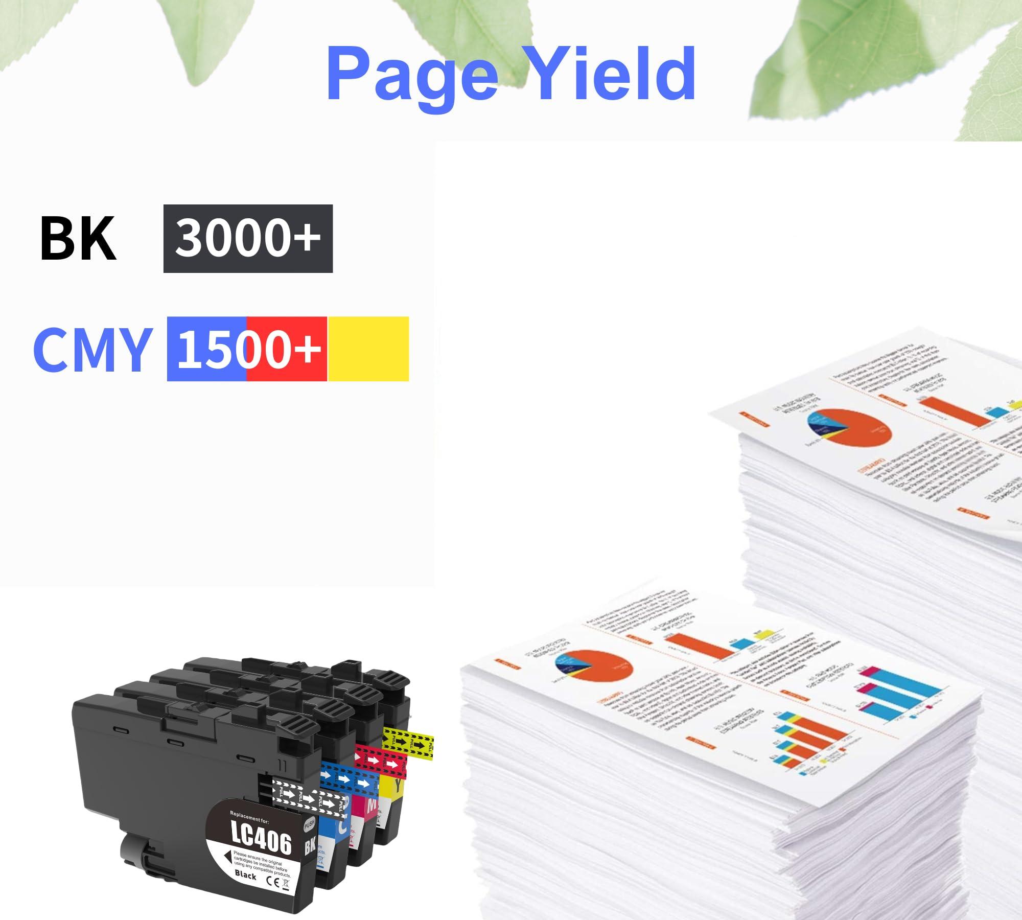 F FINDERS&CO LC406 Ink Cartridges LC 406 Ink Work with MFC-J4335DW J4345DW MFC-J4535DW MFC-J5855DW J5955DW J6555DW MFC-J6955DW Printer (4Pack) - Image 4
