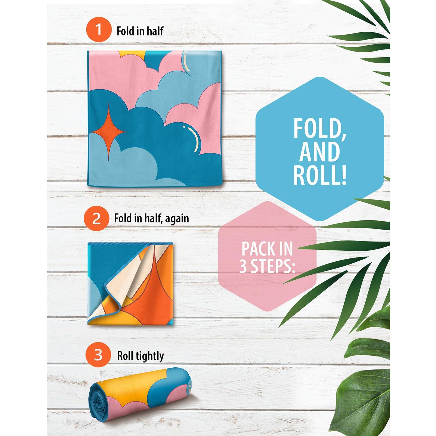 VENTURE 4TH Microfiber Beach Towel: Quick-Dry, Compact, Sand-Free, Absorbent, Sandproof and Lightweight - Perfect for Camping, Beach, and Roadtrips (Sky's The Limit Design | 35x78 inches) - Image 6