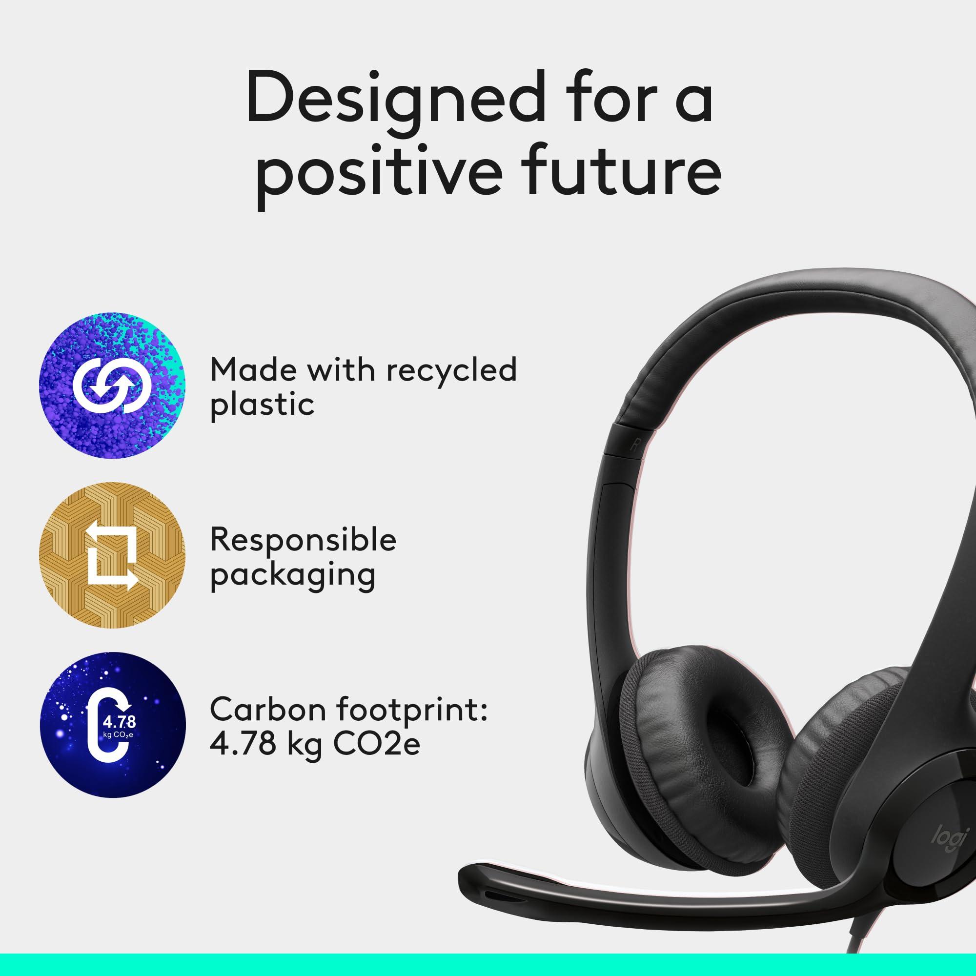 Logitech H390 Wired Headset for PC/Laptop, Stereo Headphones with Noise Cancelling Microphone, USB-A, In-Line Controls, Works with Chromebook - Black - Image 10