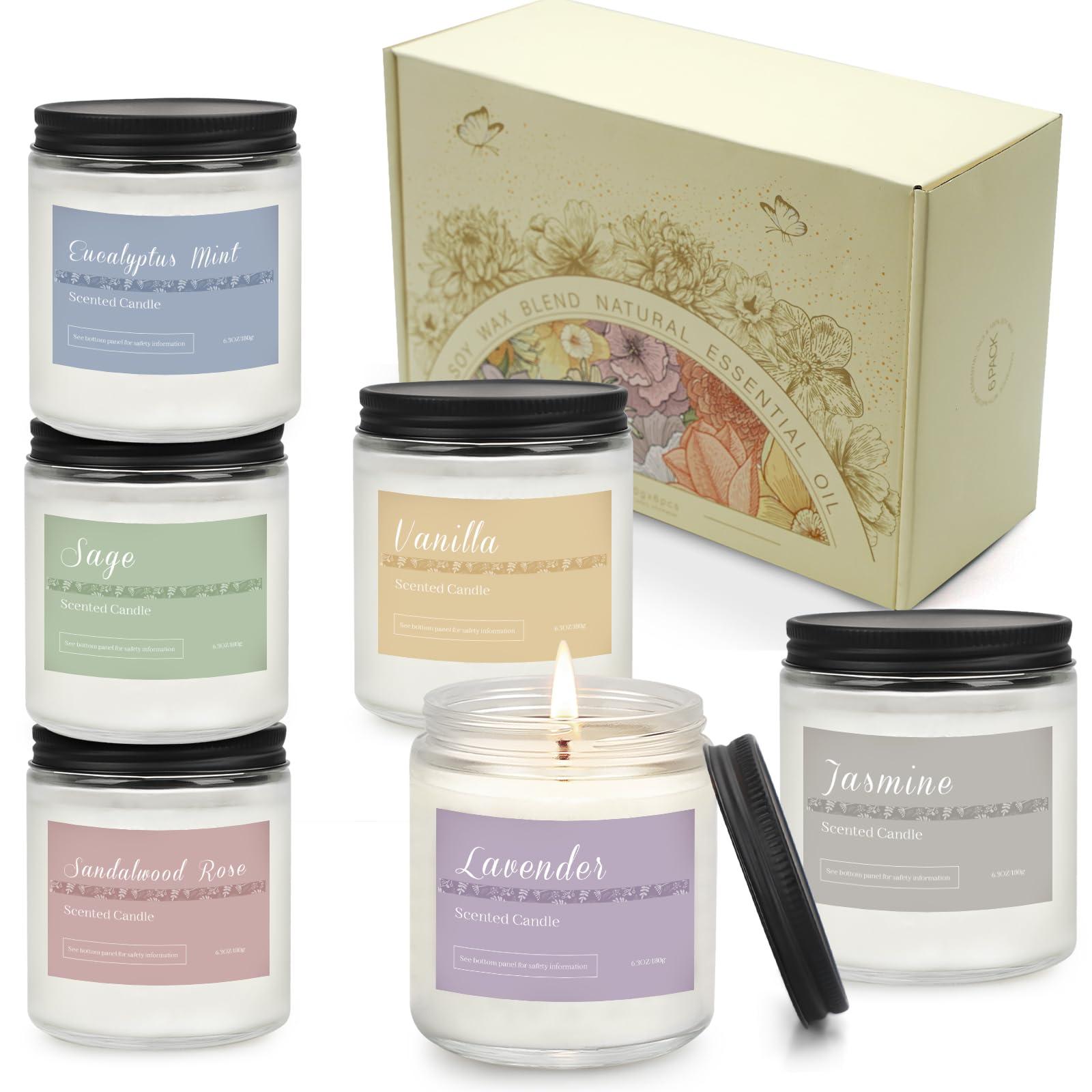 6 Pack Candles for Home Scented Aromatherapy Candles Gifts Set for Women, Lavender Candle, 37.8 oz 300 Hour Long Lasting Candles, Stocking Stuffers, Birthday, Valentine, Christmas, Anniversary Present - Image 9