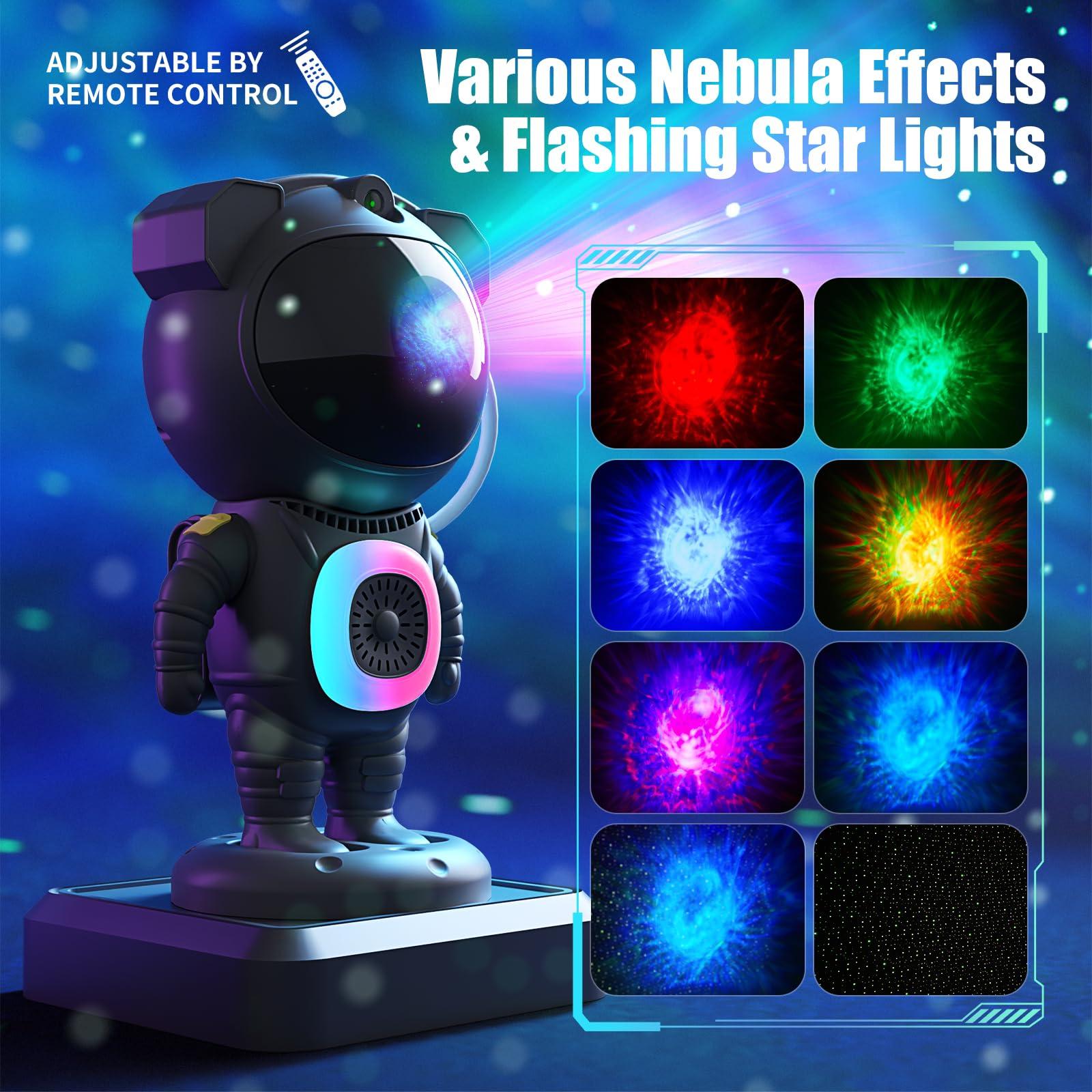 Astronaut Galaxy Projector,Space Projector,with Bluetooth Speaker and Remote Control,360° Adjustable Angle,Spaceman Star Kids Night Light, for Bedroom Ceiling Adult Birthday Valentine's Day (Black) - Image 2