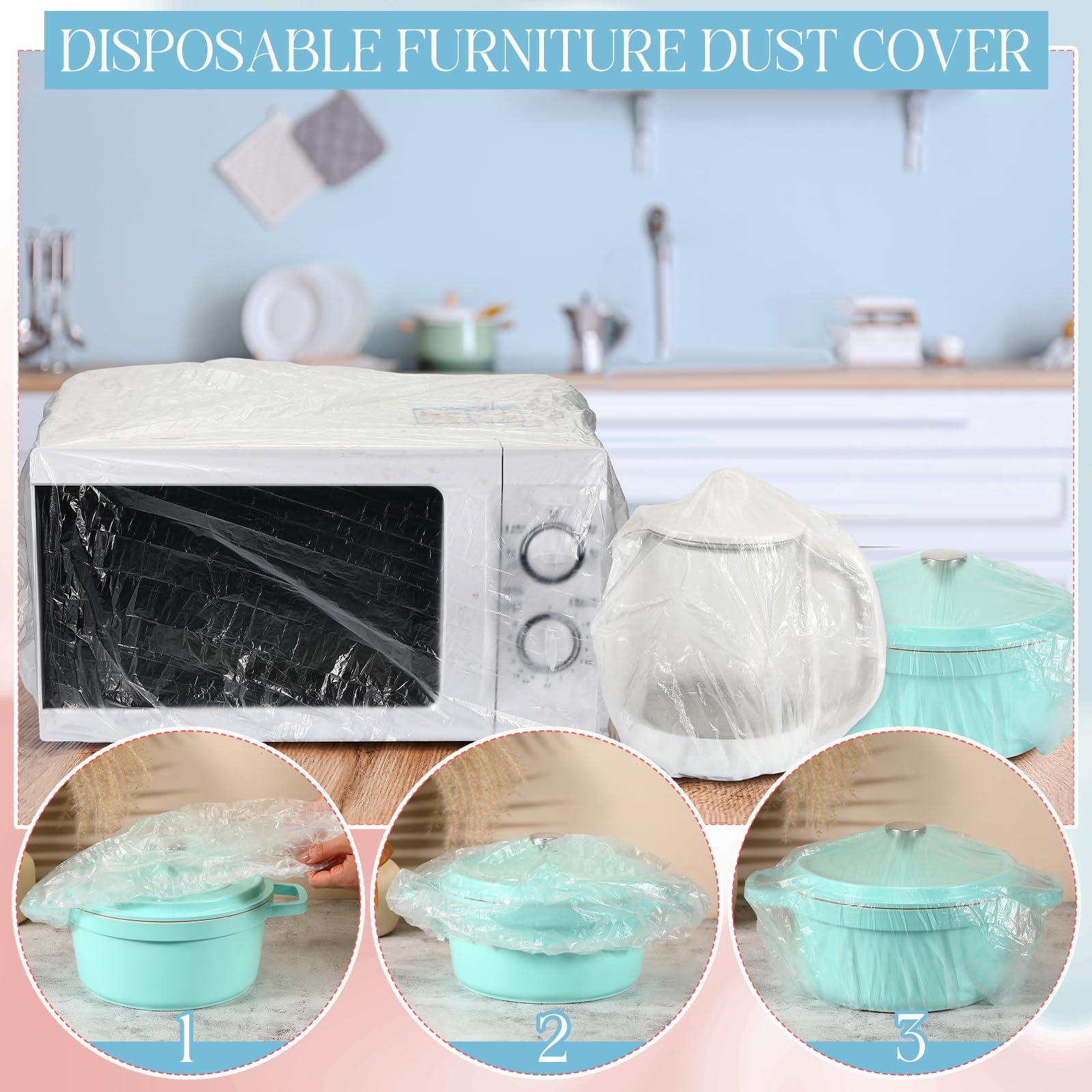 Chivertion 100 Pcs Disposable Clear Kitchen Appliance Covers Furniture Dust Cover Dustproof with Elastic for Small Appliance, Toaster Oven, Pressure Cooker, Blender, Air Fryer, 5 Different Sizes - Image 4