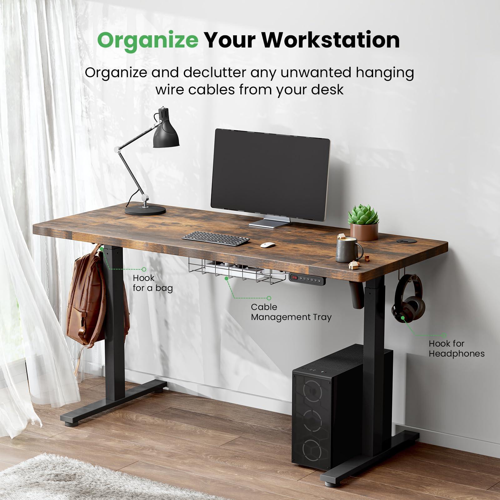 SIAGO Electric Standing Desk Adjustable - 48 x 24 Inch Sit Stand up Desk with Cable Management - 3 Memory Preset Adjustable Height Table - Image 9