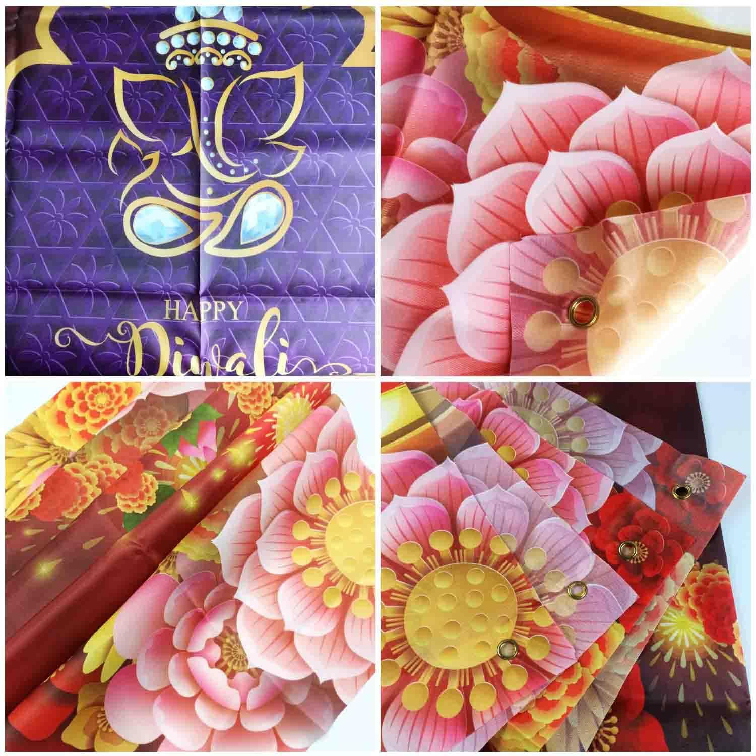 KYMY Happy Diwali Backdrop - 70.8x43.3in India Festival of Lights Banner for Party Decoration - Image 3