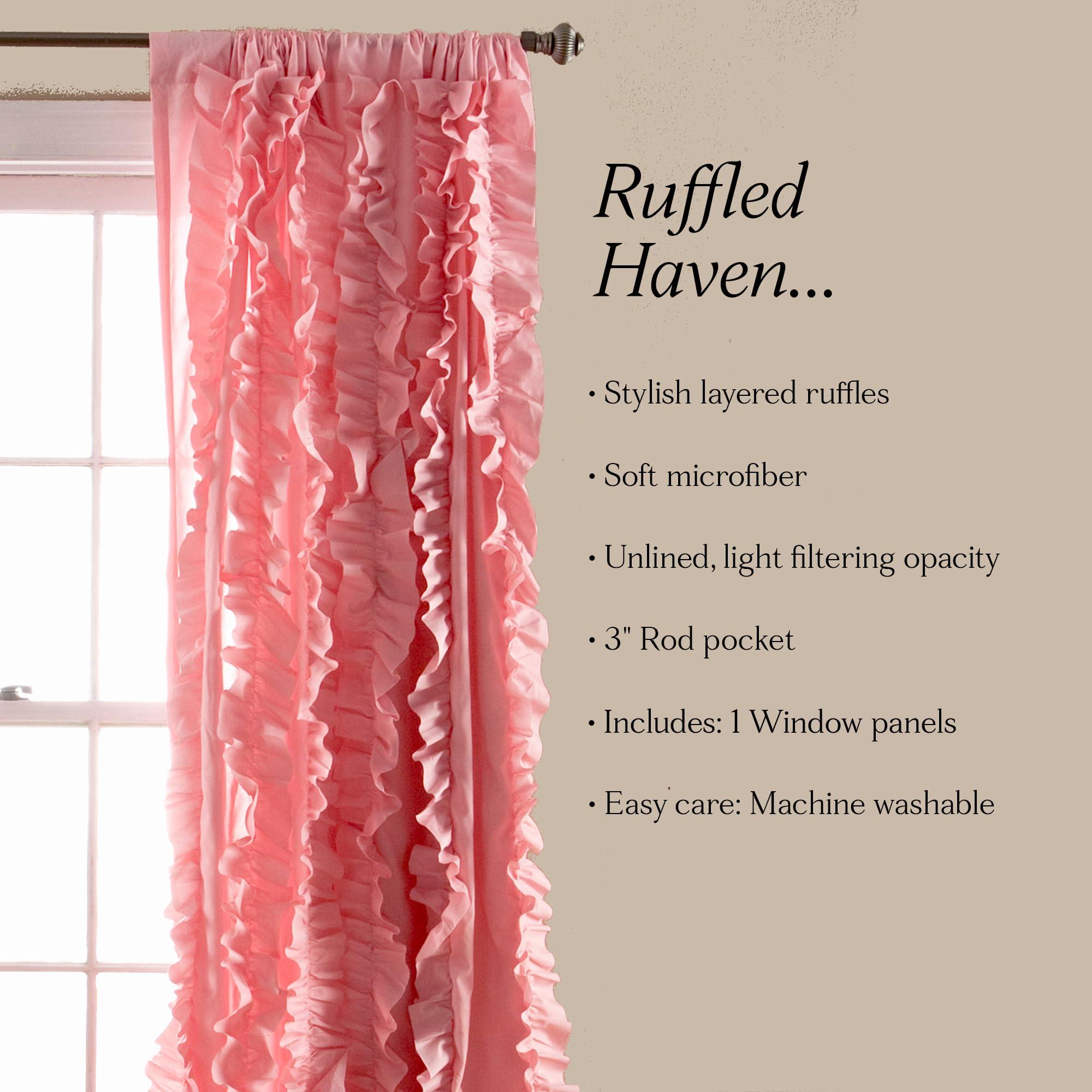 Lush Decor Belle Vintage Chic Window Curtain Panel for Living, Dining Room, Bedroom (Single Curtain), 54"W x 84"L, Pink - Image 7