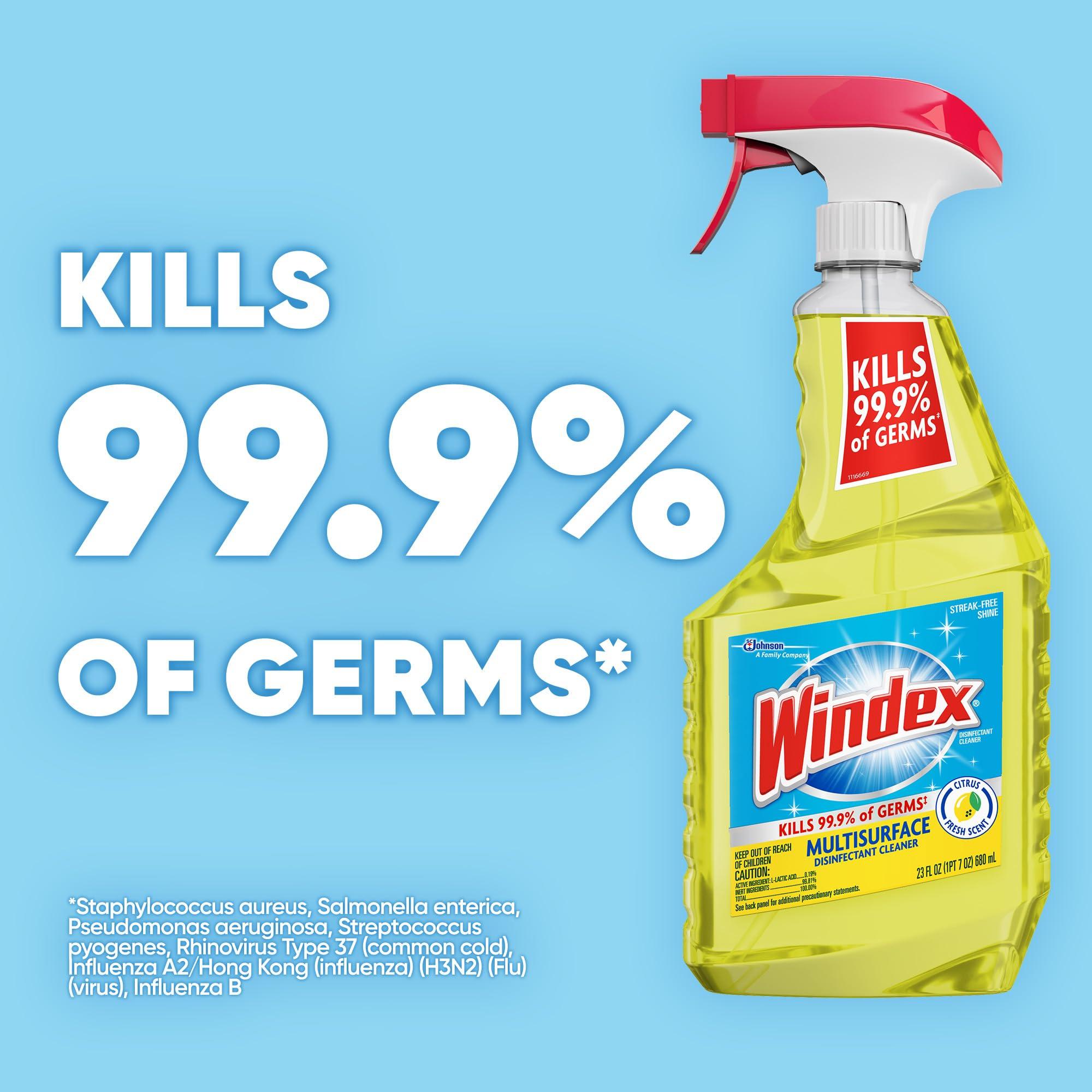 Windex Multipurpose Cleaner Disinfectant Spray Bottle, Fast Clean Surface Cleaner, Citrus Scent, 23 Fl oz - Image 3
