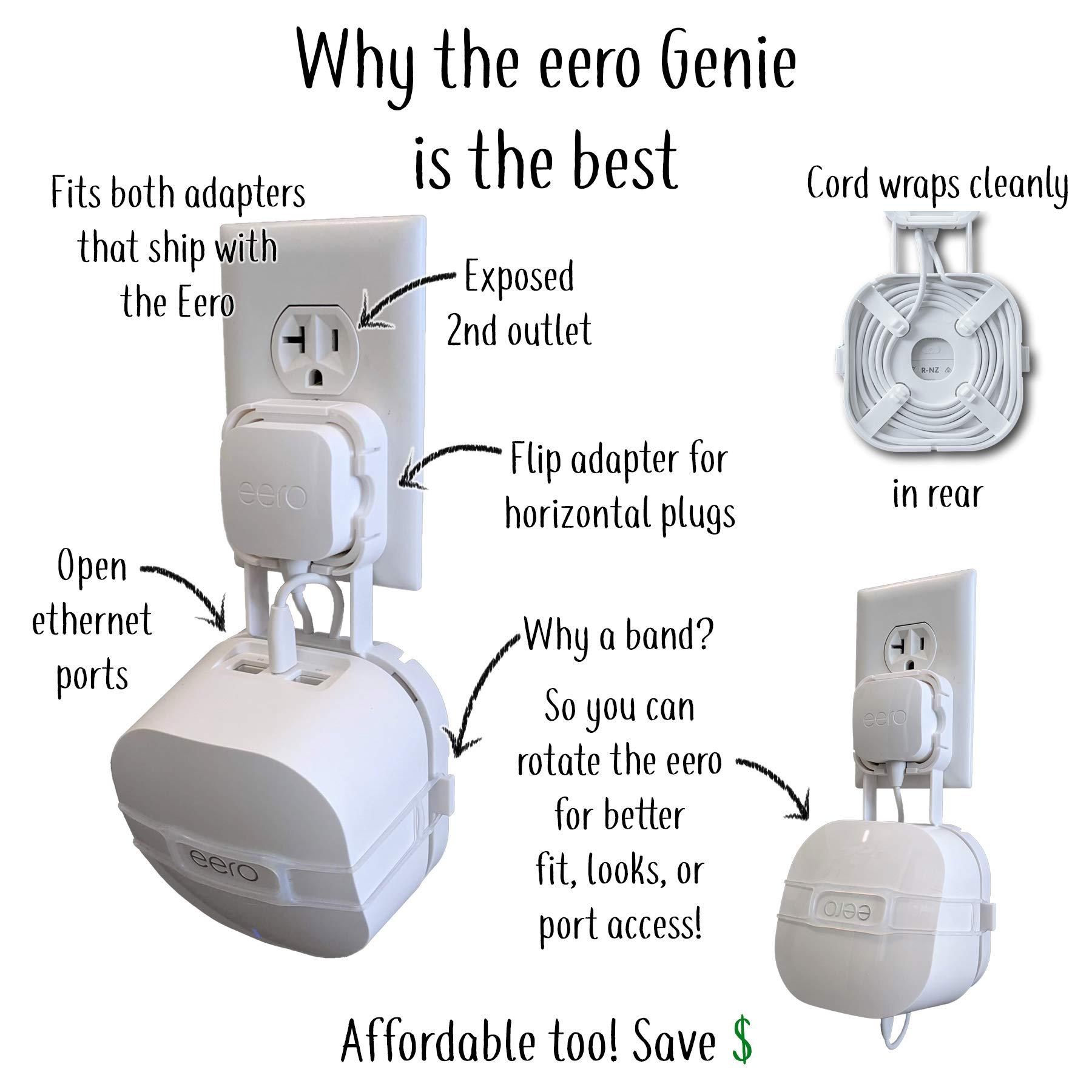 The Eero Genie for eero 6, 6+, and Mesh Wi-Fi: Wall Mount Outlet Holder Stand | Lowest Profile | Open Access | Multiple Install Options | Horizontal Outlets | Design Winner! (1-Pack) - Image 2