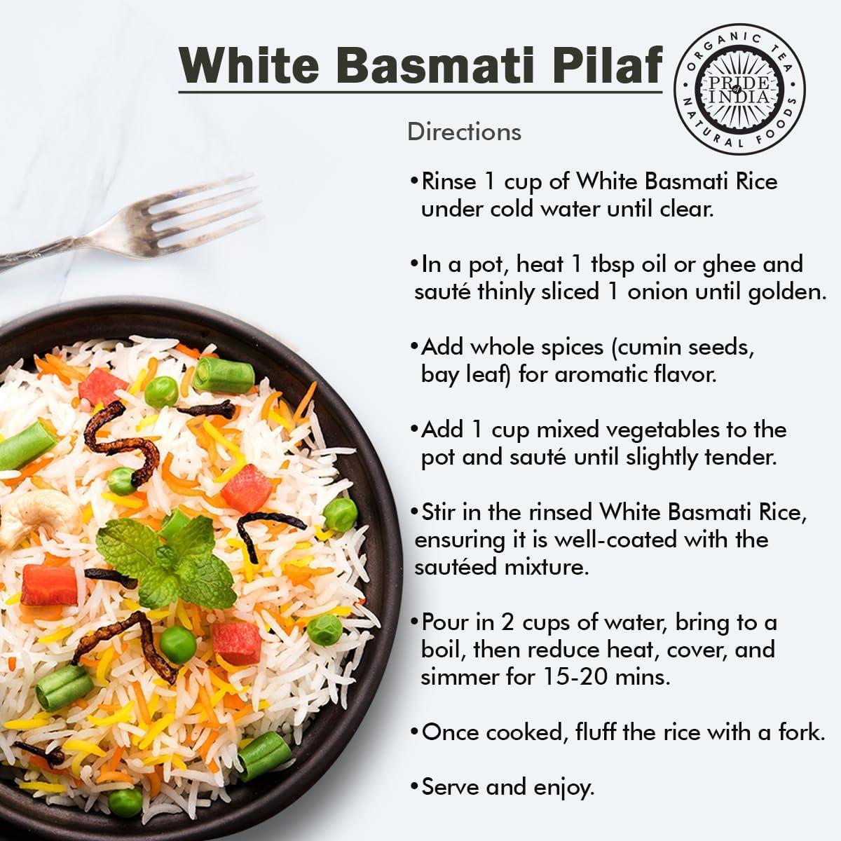 Pride Of India - Extra Long Indian Premium White Basmati Rice, 10 Pound (4.54 Kilo) Reclosable Bag - Naturally Aromatic, Aged, Flavorful, Slender, Non Sticky Grains - Great Value for Money - Image 7