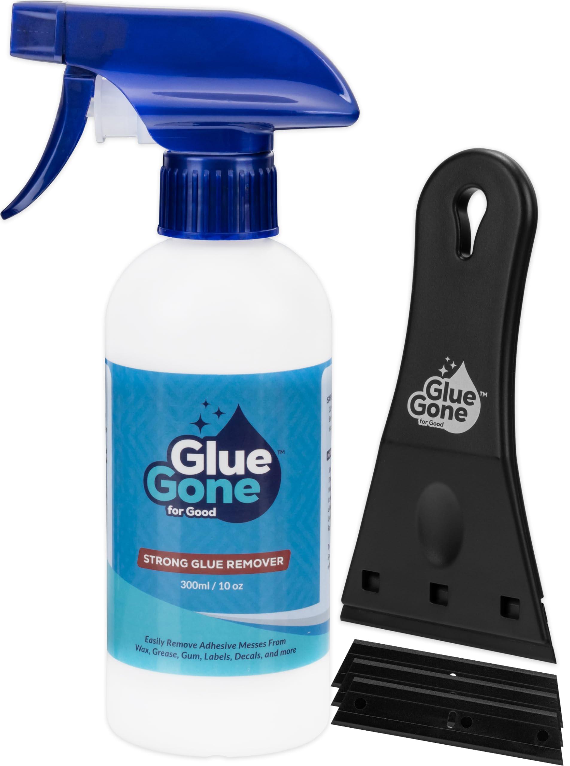 Glue Gone 10 oz Adhesive Remover - Versatile, Gentle Solution for Stubborn Residue Like Wax, Grease, Gum, Labels, Decals, and More - Works on Wood, Plastic, Glass, Metal, and Other Surfaces