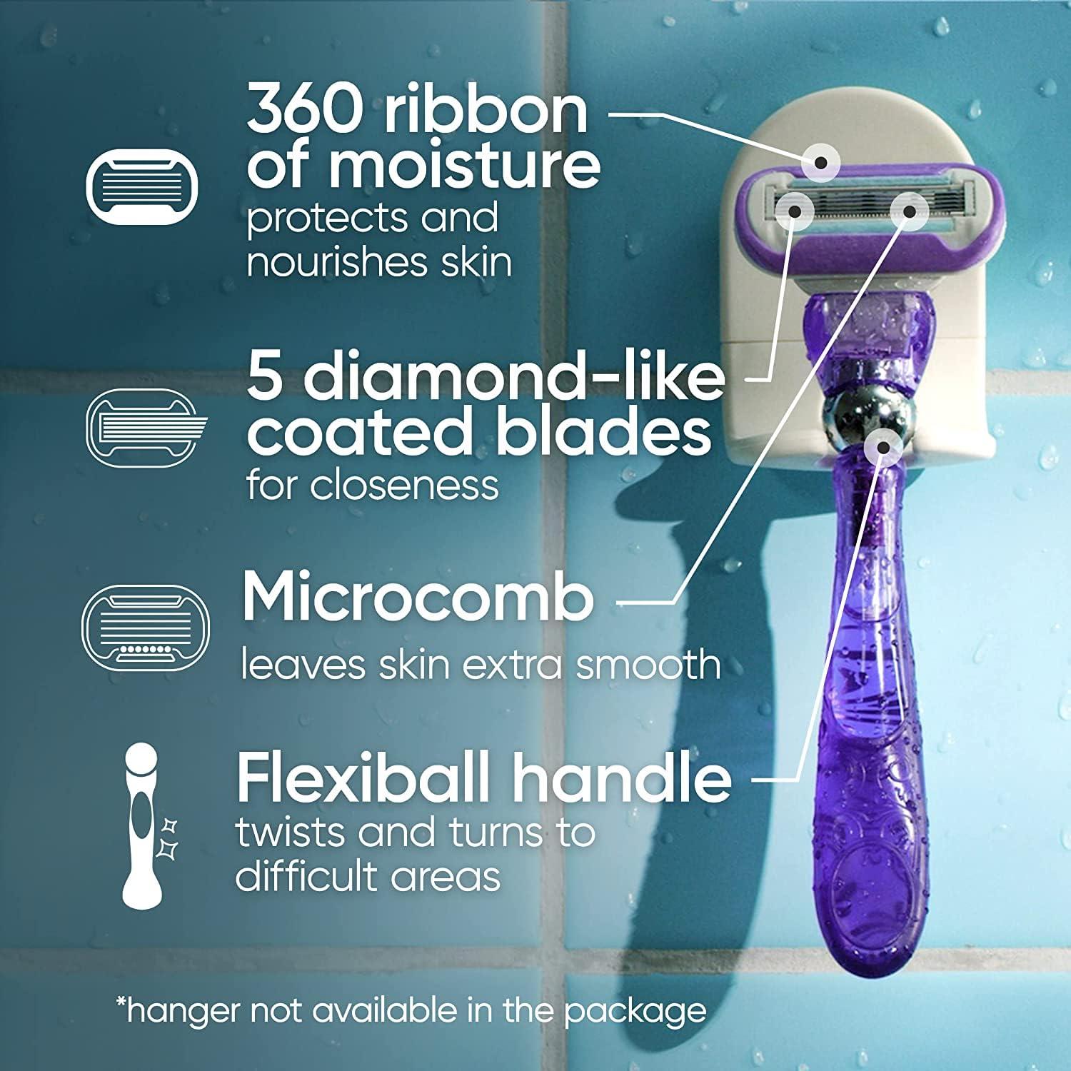 Gillette Venus Deluxe Smooth Swirl Women's Razor Handle + 4 Blade Refills, Flexible Handle and Pivoting Head - Image 2