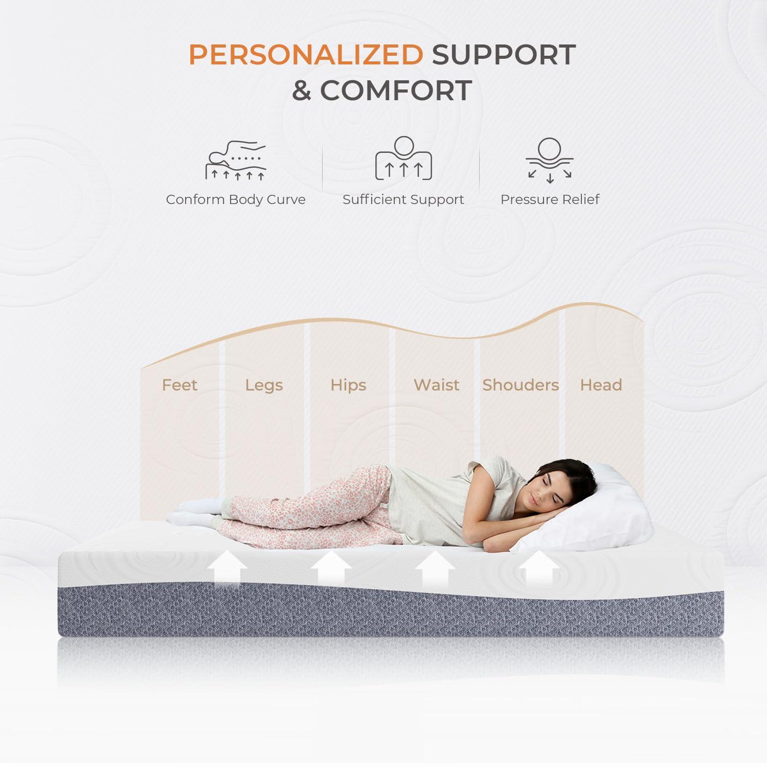 Sweetnight King Mattress, 12 Inch Gel Memory Foam Mattress for Comfy Sleep & Pressure Relief, Plush Foam Mattress with Motion Isolation, Mattress in a Box, Luna,Gray/White - Image 4