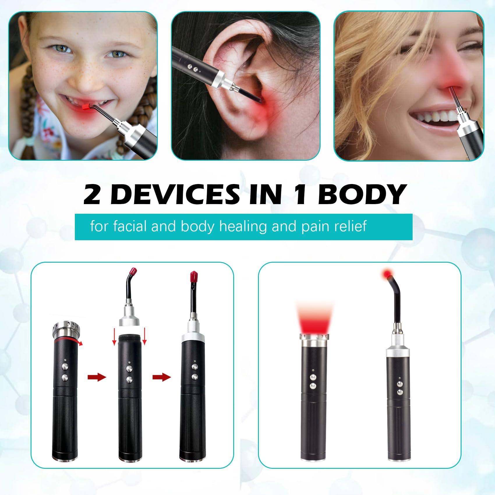 Red Light Therapy,Cold Sores Treatment&Fever Blister, Infrared Light Therapy for Lips Mouth Nose Ear Knee Feet Hands Joint Muscle Nerve Pain Relief Red Light Therapy for Face with Removable Tip - Image 4