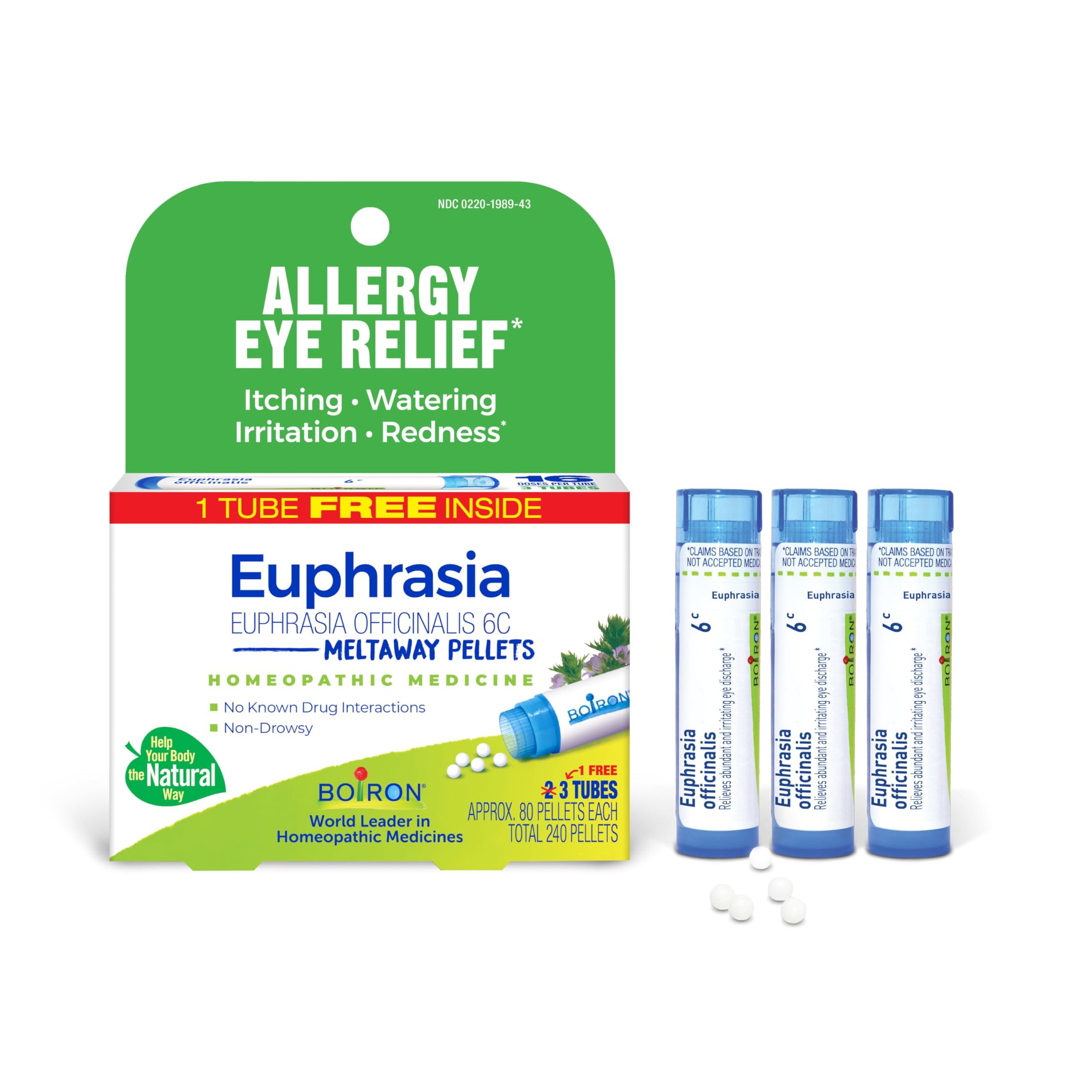 Boiron Euphrasia Officinalis 6C Homeopathic Medicine for Allergy Eye Relief, Itching, Watering, Irritation, or Redness - 3 Count (240 Pellets)
