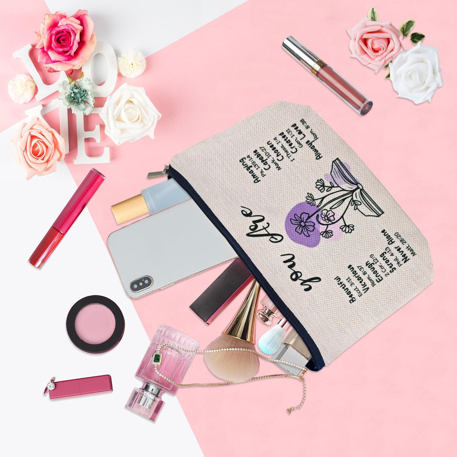 ancpeany Best Christian Gifts for Women Faith Based Makeup Bags, Catholic Spiritual Religious Gifts for God Mother, Teen Girls, Daughter, Jesus Bible Verse Accessories, Cosmetic Travel Pouch - Image 2