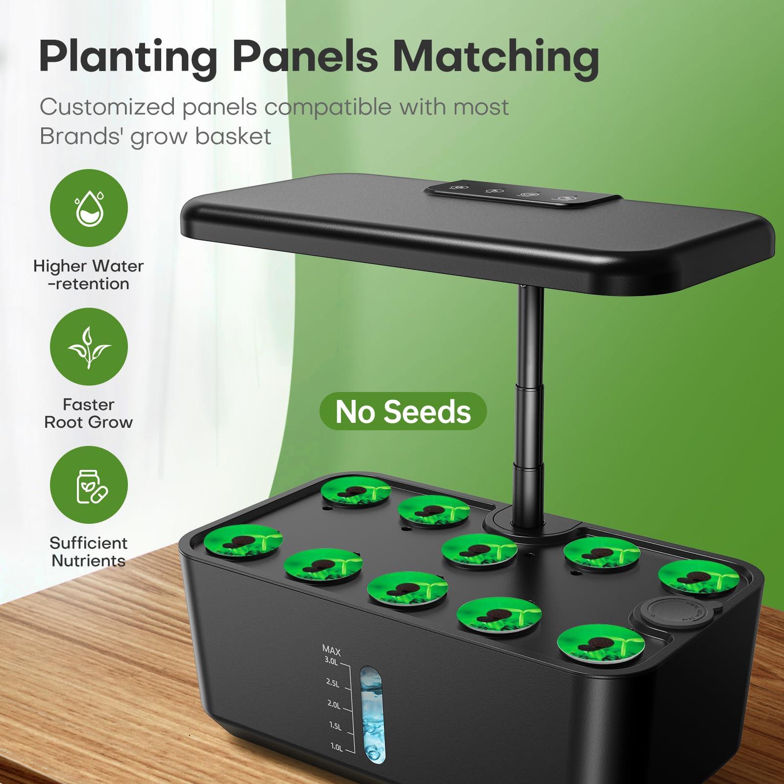 Ahopegarden Indoor Garden Hydroponics Growing System: 10 Pods Plant Germination Kit Aeroponic Herb Vegetable Growth Lamp Countertop with LED Grow Light - Hydrophonic Planter Grower Harvest Lettuce - Image 3