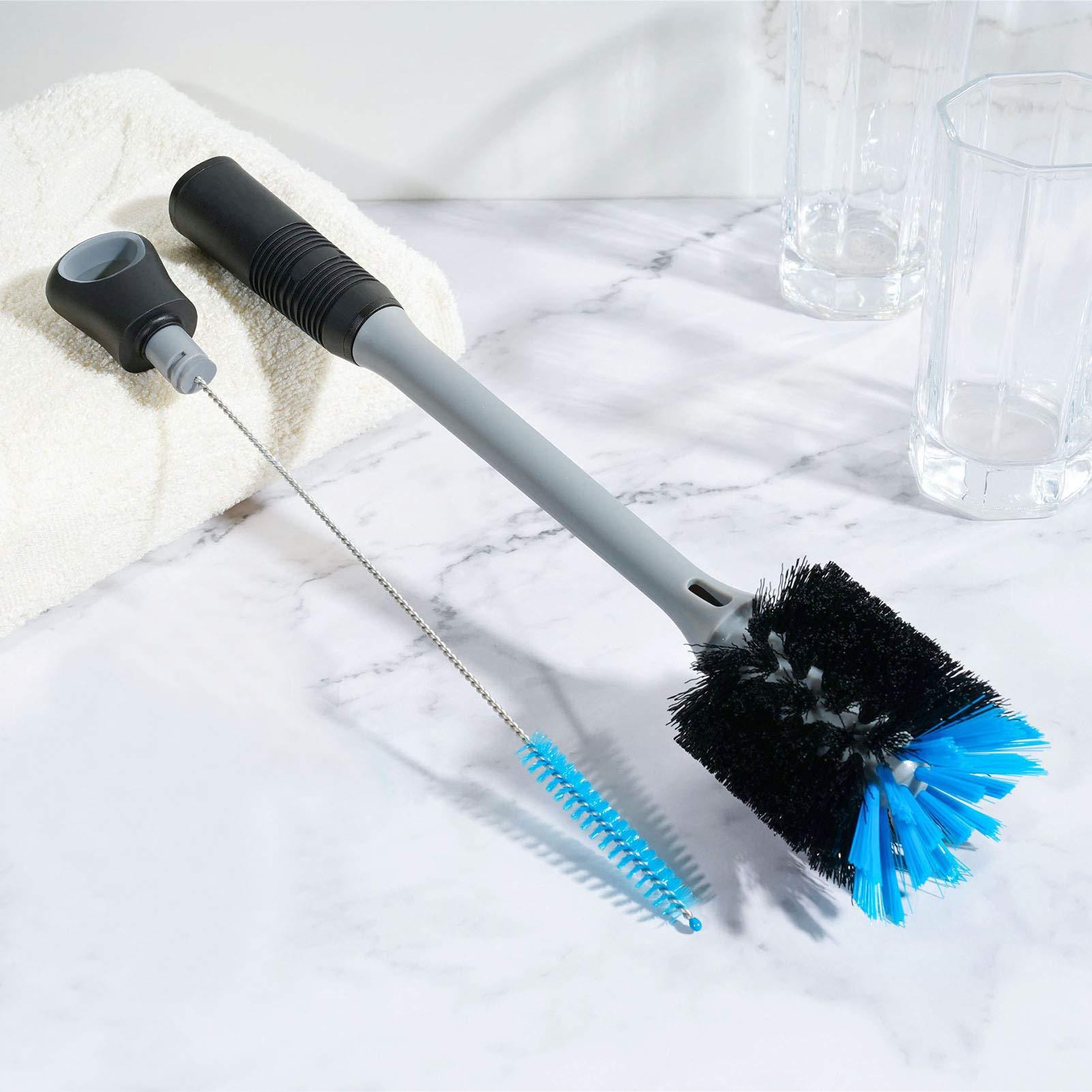 MOSOLAN 2-in-1 Bottle Brush with Straw Brush, Long Handle Water Bottle Scrubbing Brush, Built for Cleaning Sport Bottles, Baby Bottles, Water Bottles, Coffee Mugs, Wine Decanters, Flask, 1 Pack - Image 2